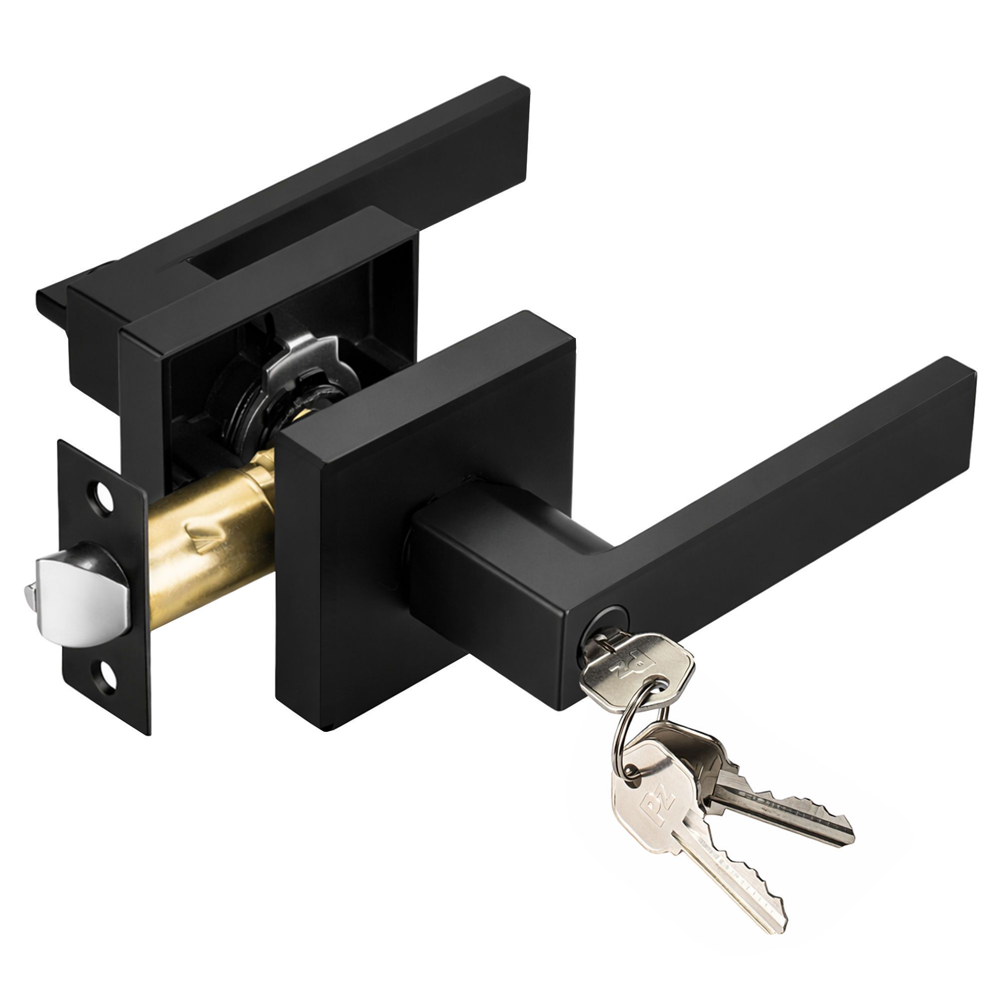 TEMU Entry Door Lock With Key, Color Door Handles, Square Heavy Duty Door Knob For Use Entry, Bathroom, Office, Bedroom, Front Entrance Exterior
