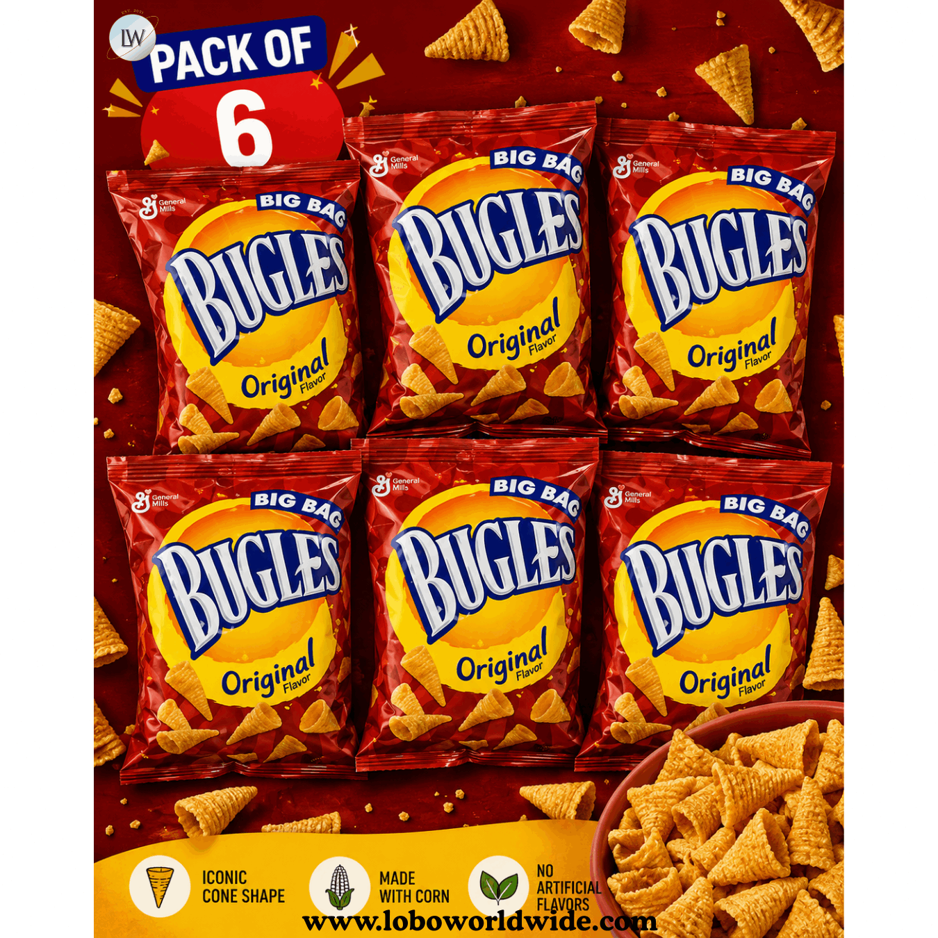 TEMU Bugles Original, 1.5 Oz (pack Of 6)