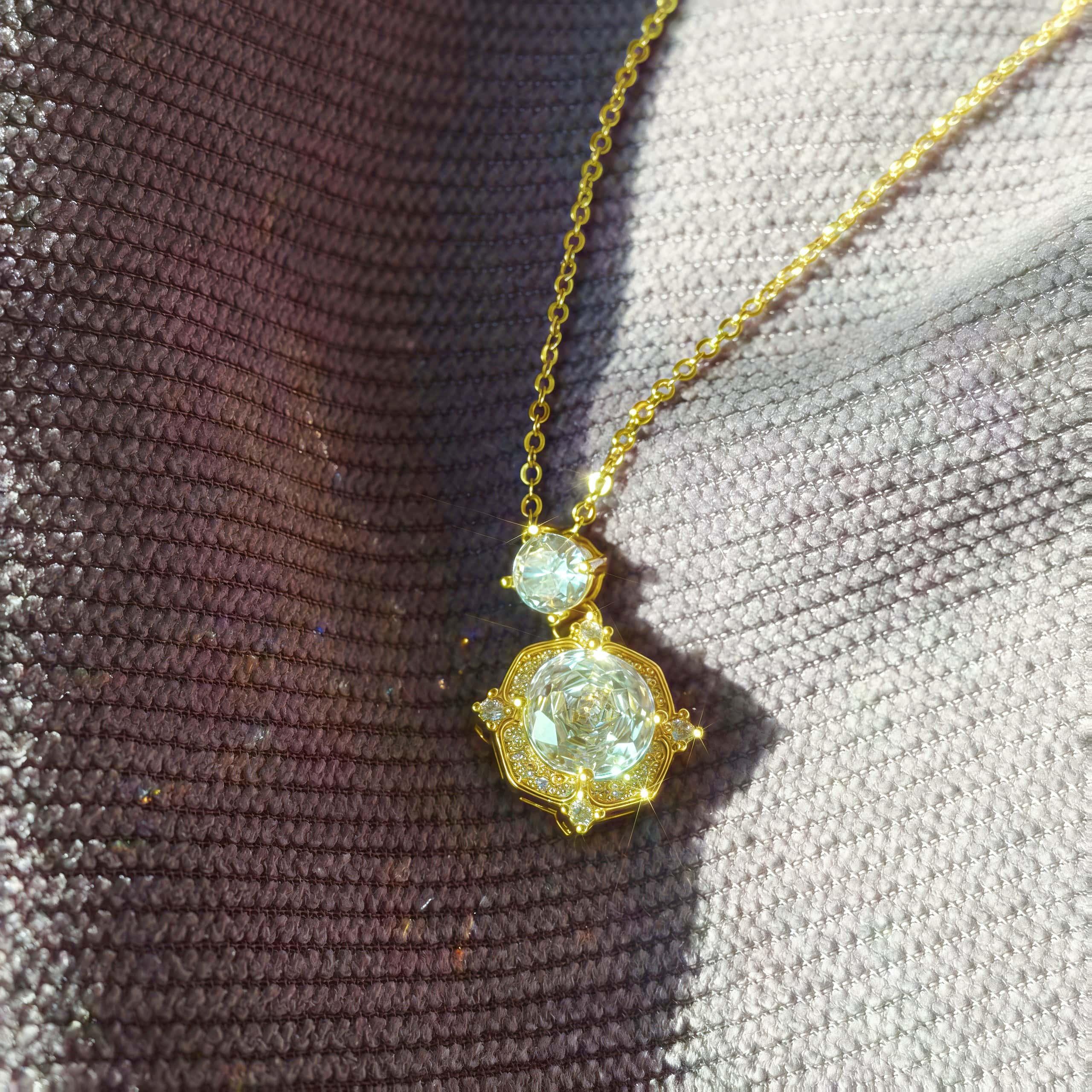 18K Plated 5A Cubic Zirconia Rose Cut Necklace — Vintage Gift