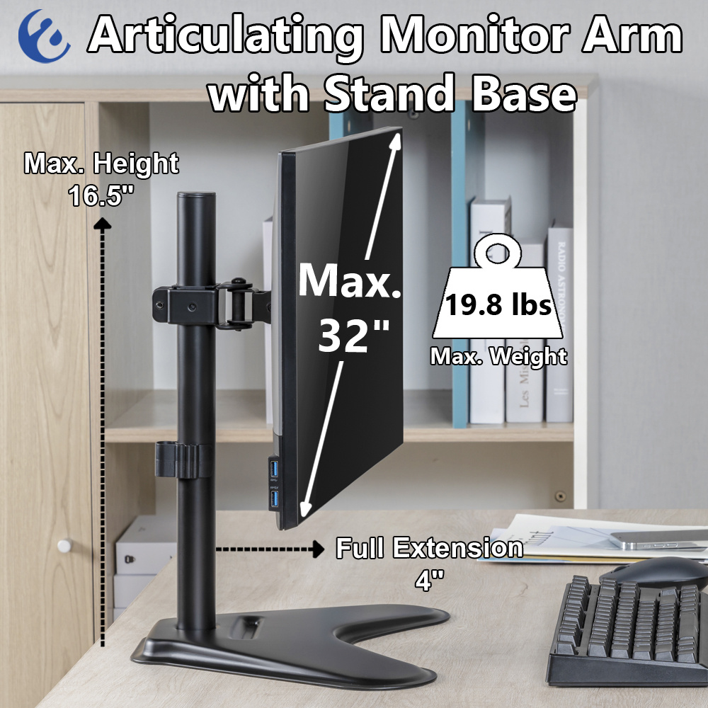 TEMU Articulating Monitor Arm With Stand Base For 17"-32" Screens - Mounts Ezstandmk