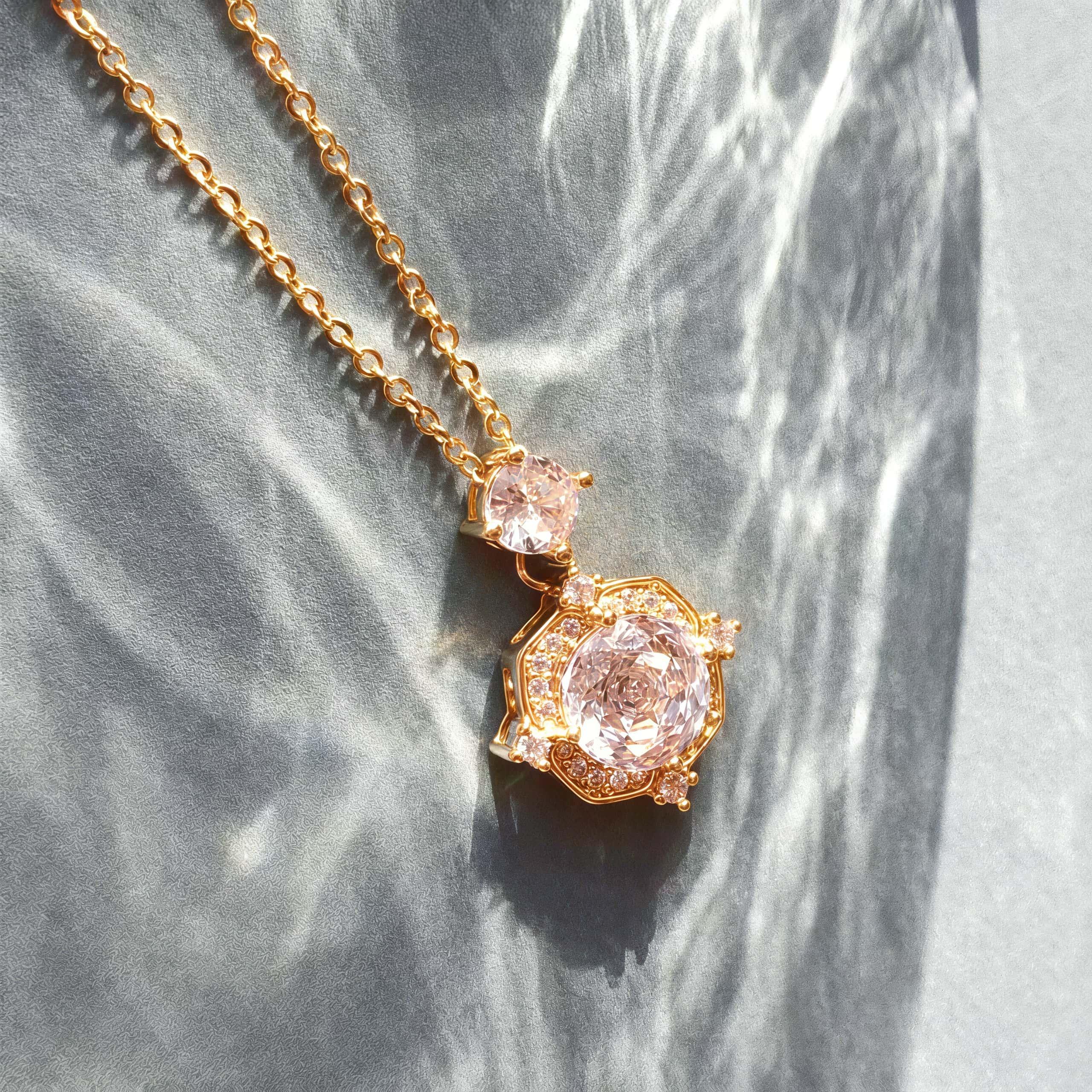 18K Plated 5A Cubic Zirconia Rose Cut Necklace — Vintage Gift