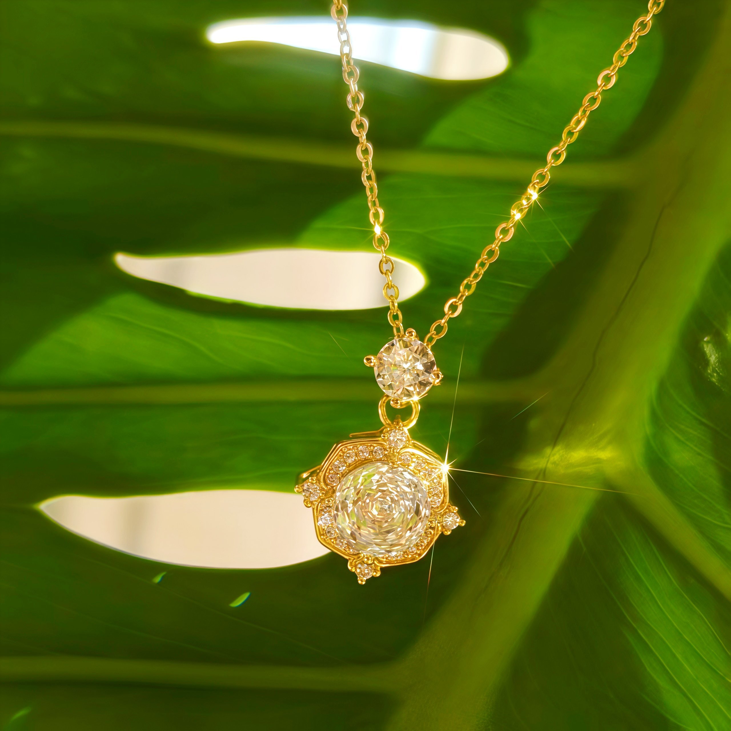 18K Plated 5A Cubic Zirconia Rose Cut Necklace — Vintage Gift