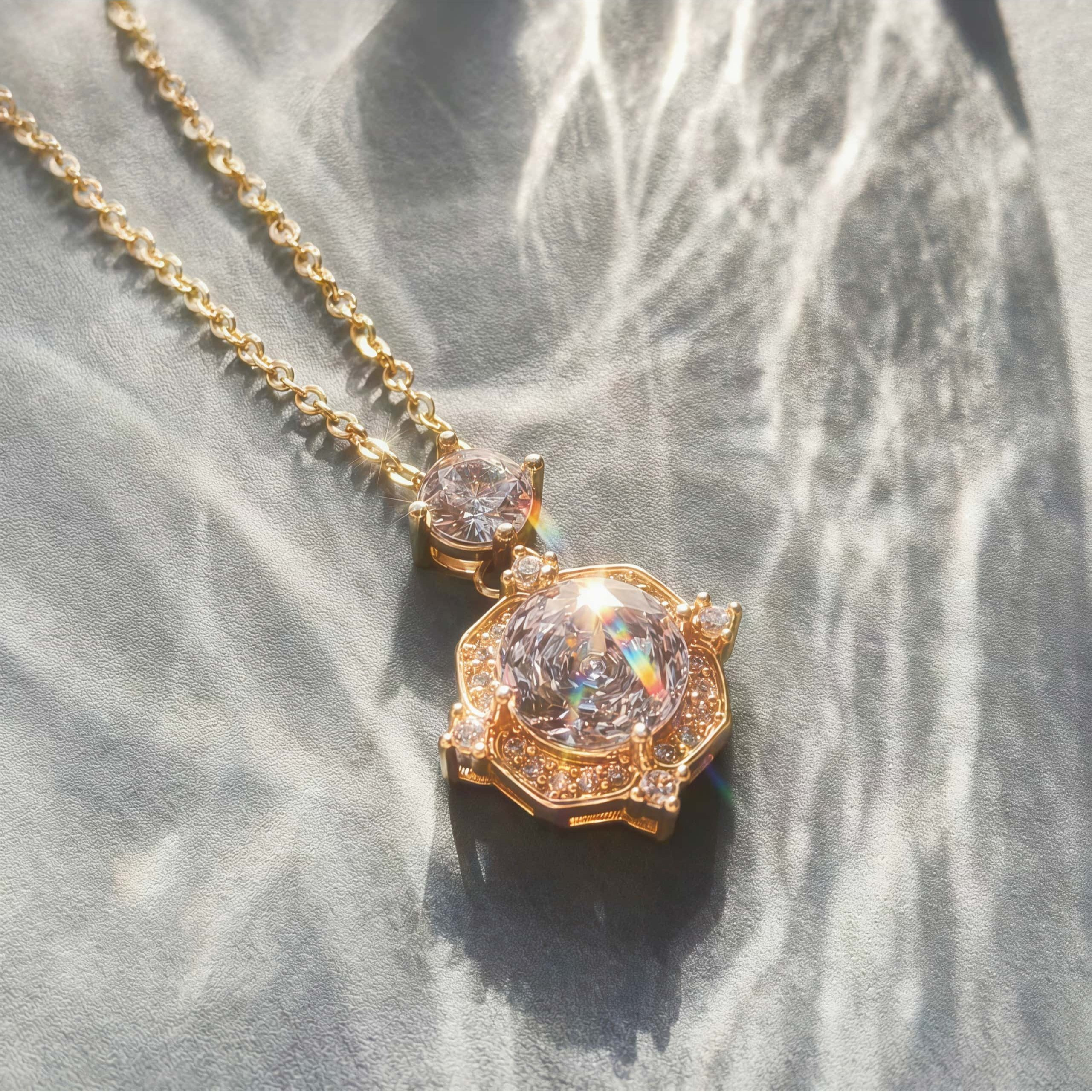 18K Plated 5A Cubic Zirconia Rose Cut Necklace — Vintage Gift