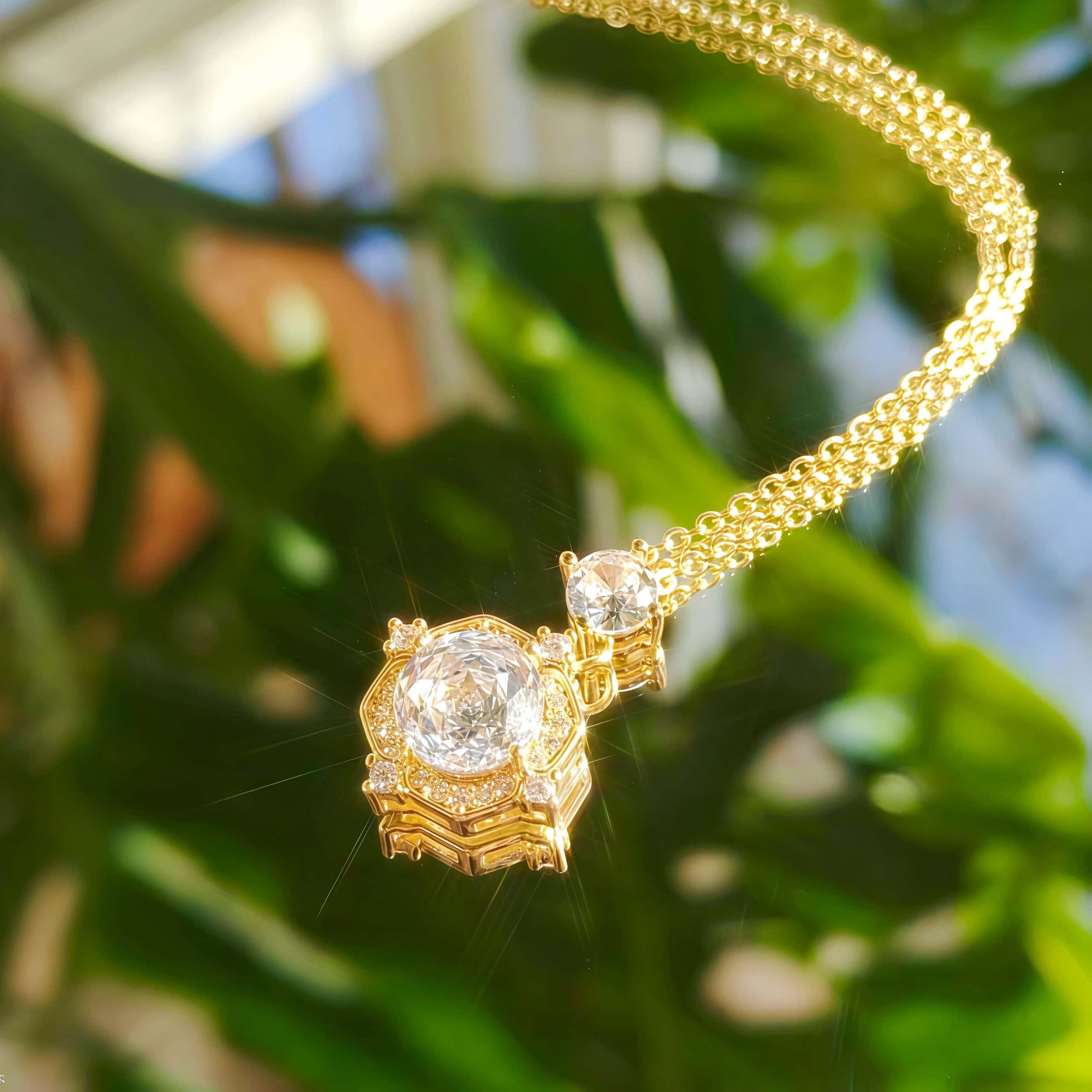 18K Plated 5A Cubic Zirconia Rose Cut Necklace — Vintage Gift