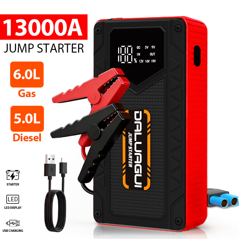 TEMU Démarreur de pour voiture 13000A et démarreur 10-en-1 13000A avec pompe à air, démarreur de batterie de voiture 150 PSI, convient aux batteries