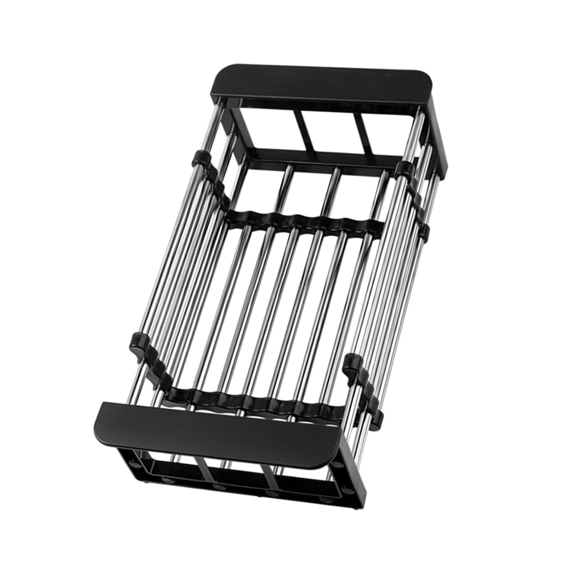 TEMU Panier de vidange d'évier extensible, égouttoir à vaisselle en acier inoxydable, noir