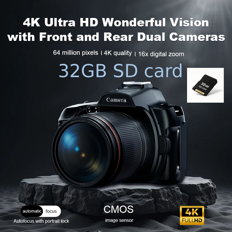 TEMU Appareil Photo Numérique 4K 64MP pour la Photographie, Caméra de Vlogging Zoom 16X avec Automatique & Anti-Tremblement, Cadeau Idéal pour Elle