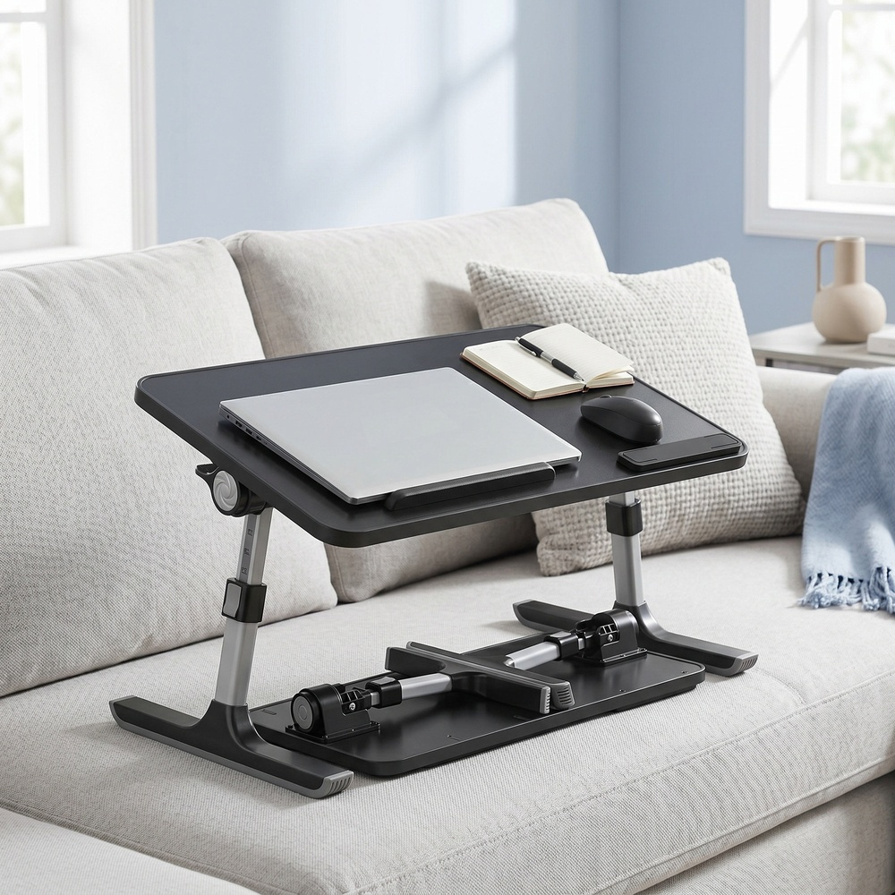 TEMU Plateau d'ordinateur portable avec tiroir de rangement, plateau de lit pour canapé, 20,5 x 11,8 x 9,1 pouces, noir