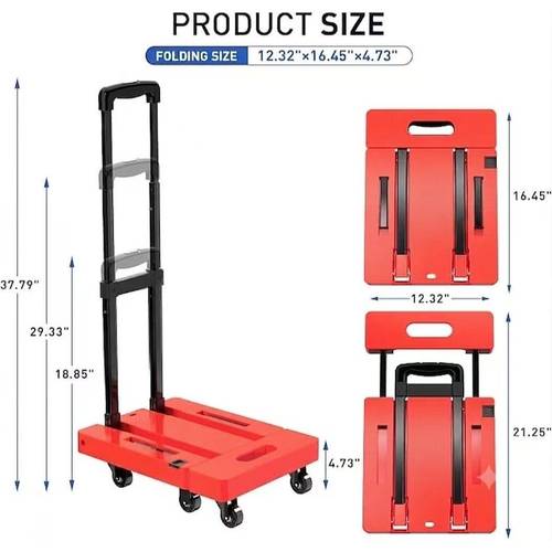 chariot pliable robuste - de charge de 500 lbs, à 6 roues pour les escaliers avec roulements à billes