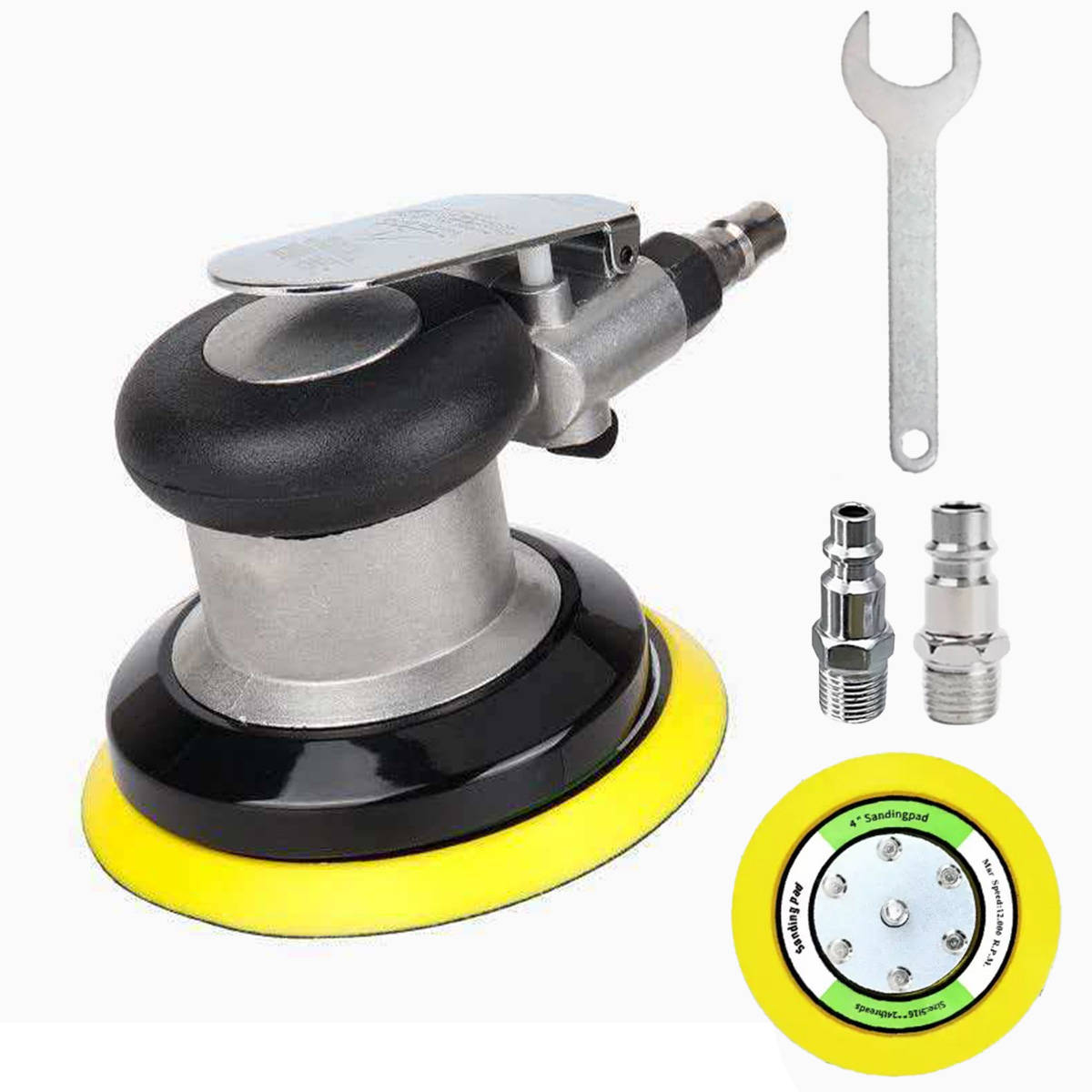 TEMU 5 Inch Air Random Orbital Sander, Pneumatic Palm Sander, 125mm Air Polisher For Car Body Polishing, Waxing, Sanding, Woodworking & Finishing,