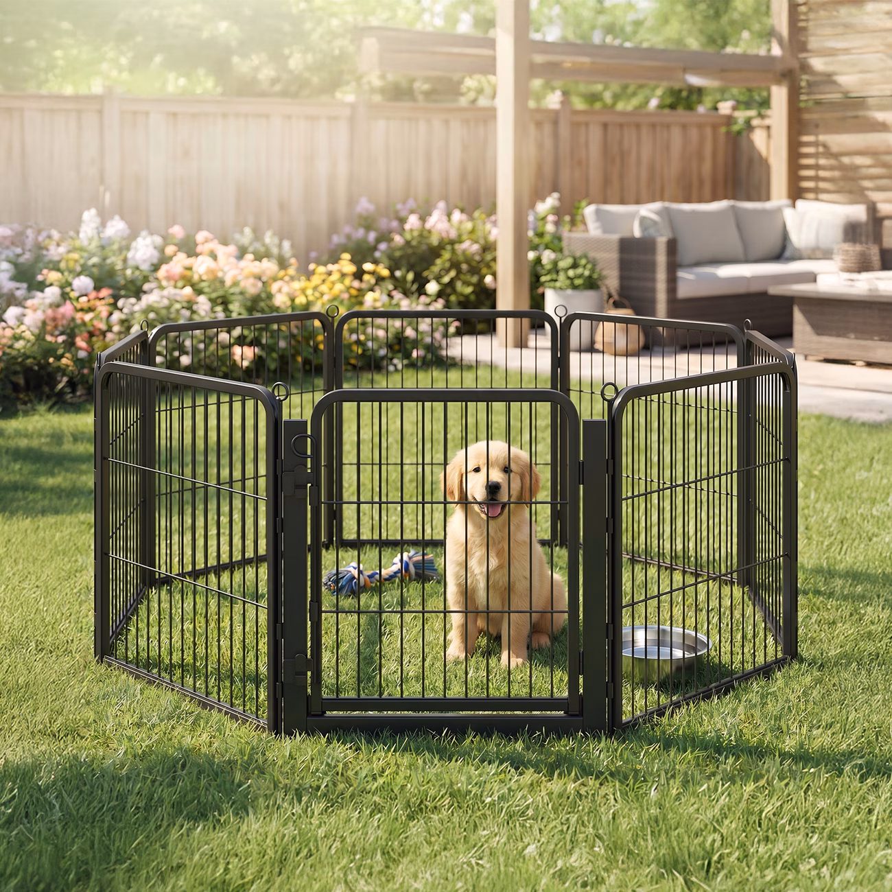 dog playpen 8 panels heavy duty steel pet fence 54 5 x 54 5 6 inches black Product details 1