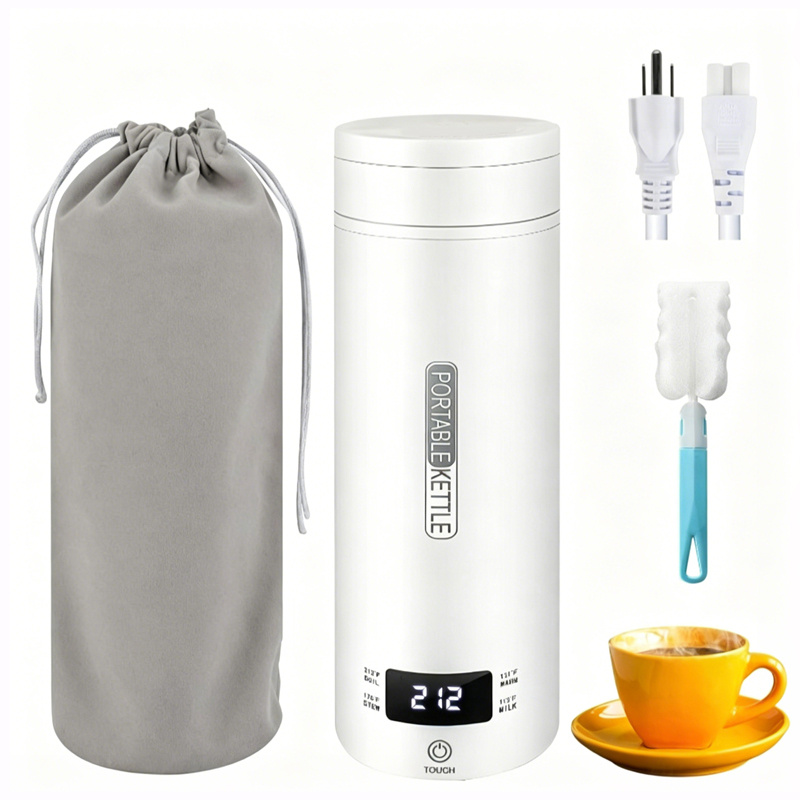 TEMU 1pc Compact Travel Electric Kettle - Portable Stainless Steel Water Boiler With Automatic Shut-off, 4 Heating Settings, , And 500ml Capacity For