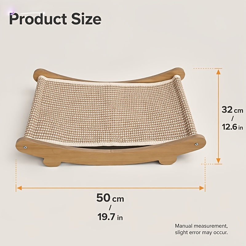 TEMU Cat Scratching Board Leisure Bed With Curved Sisal Scratching Column And Bed Frame - Suitable For Indoor Cats, Durable Sofa Furniture For Claw