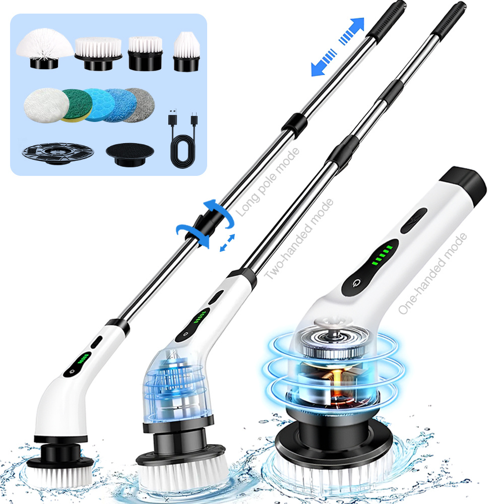 TEMU Brosse Rotative Électrique Fil, Double Vitesse Réglable, pour Nettoyage Domestique, Cadeau de Noël, Bras en Alliage Réglable et Amovible jusqu'à