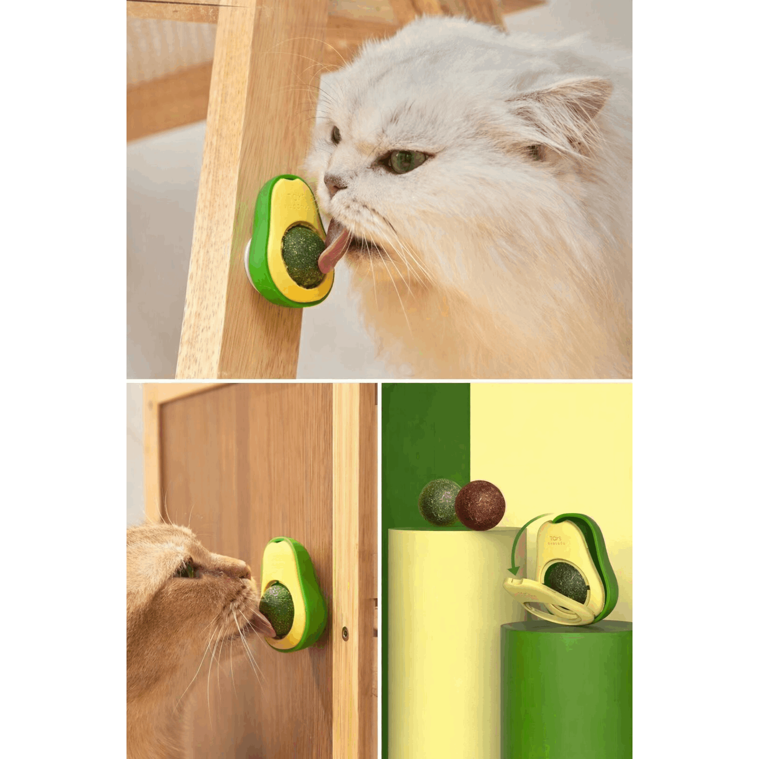 TEMU Jouet boule d'herbe à chat d'avocat, jouet rotatif à lécher pour chat à fixer au mur avec support, accessoire de jeu d'intérieur pour et lécher