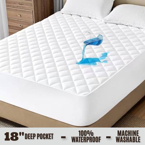 photo de l'article 1 protège-matelas imperméable - housse de matelas e avec grip étendu de 18 – linge de lit matelassé avec protection liquide – housse de lit extensible et sécurisée – silencieuse, facile dentretien et lavable - disponible en toutes tailles