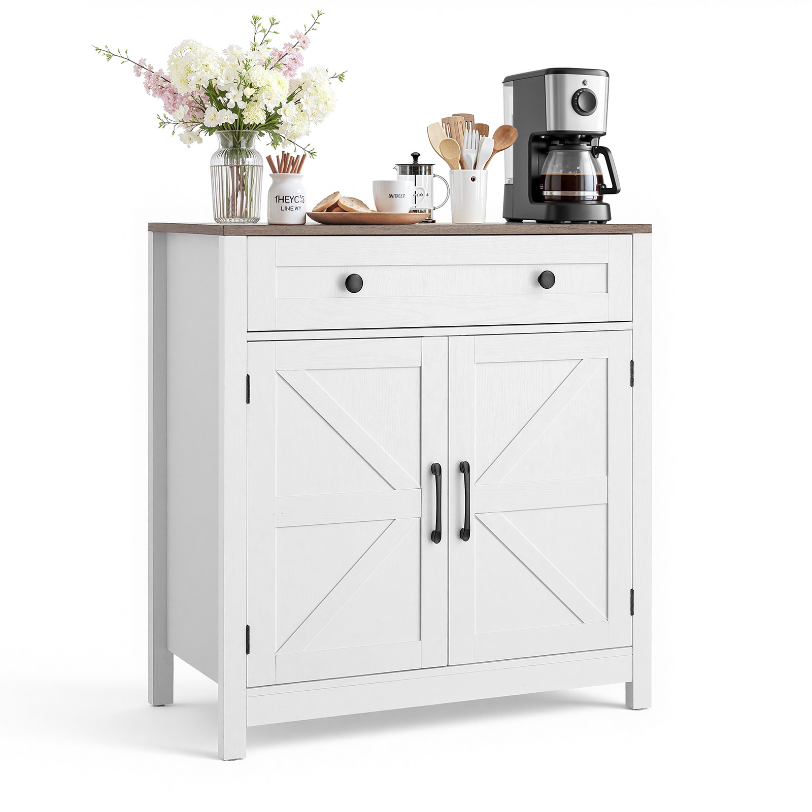 TEMU VEVOR Bar à café, Meuble de bar à café de ferme avec tiroir, Buffet avec 2 portes de , Buffet de côté pour salon, entrée, cuisine, x 14.7 x in,