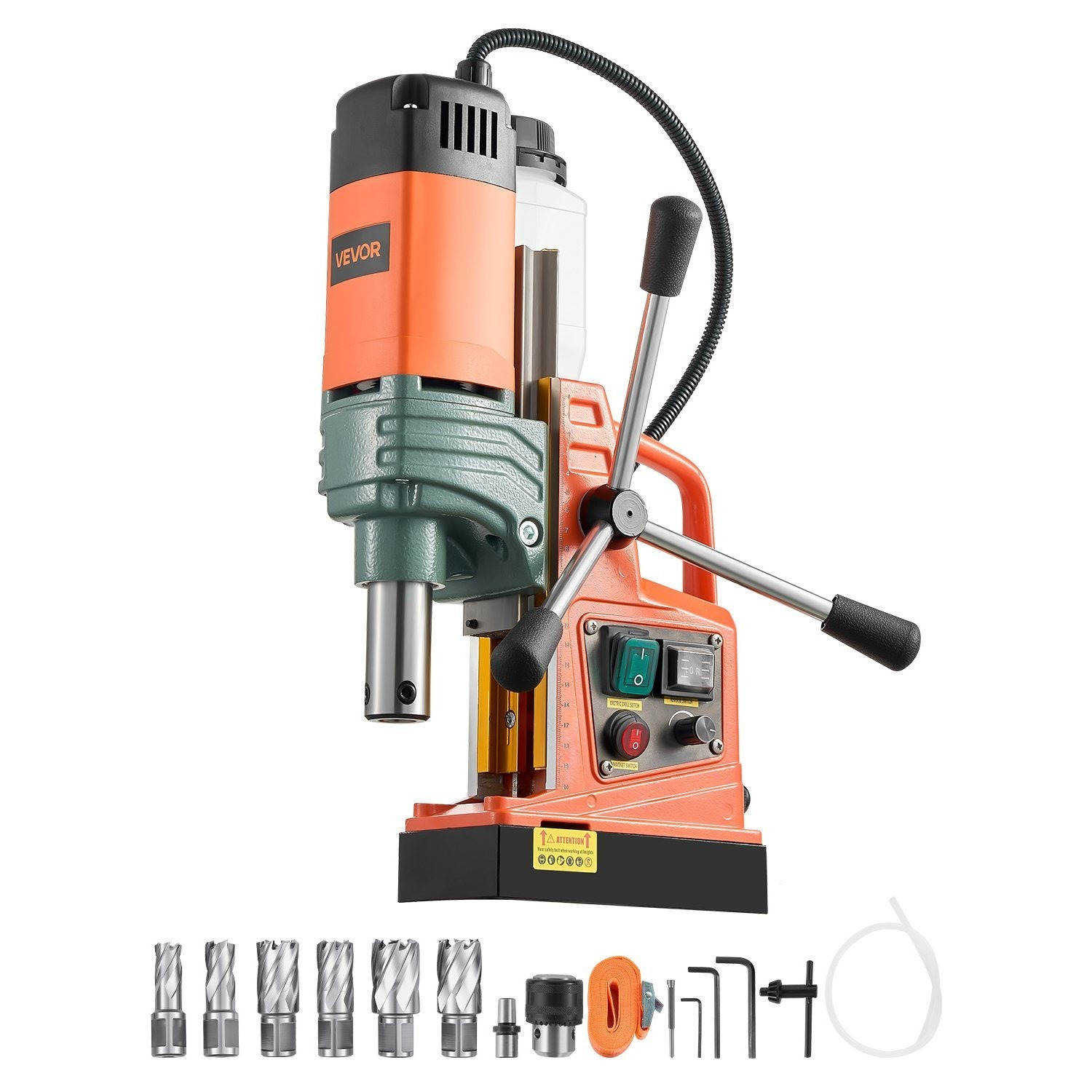 TEMU Perceuse Magnétique, Moteur 1450W, Diamètre de 2 pouces, Force Magnétique 2922 lbf, Perceuse Électrique Magnétique Portable avec 6 Mèches de ,