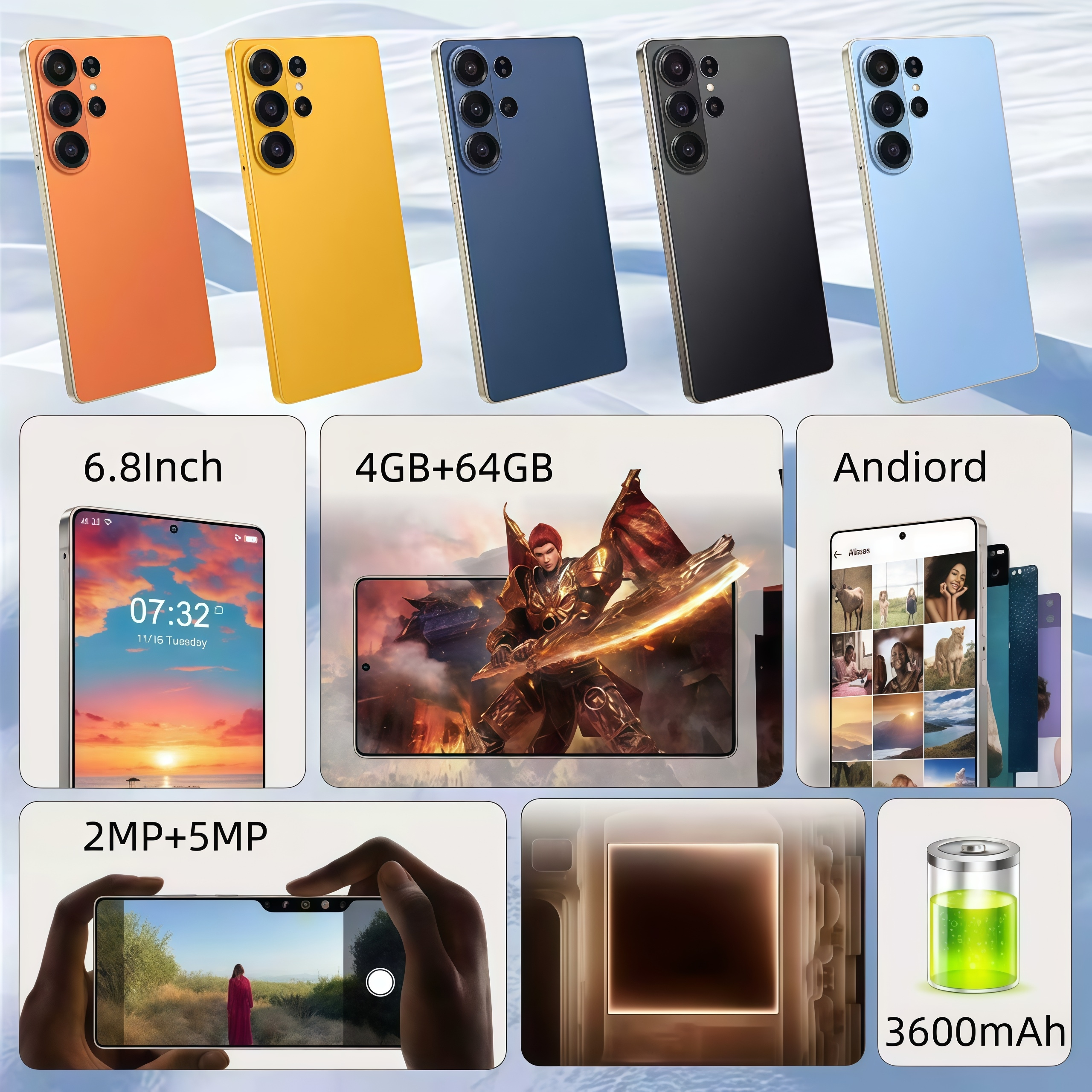 5g unlocked smartphone 6 8 inch ultra     4gb   64gb large storage   dual standby 3600mah long lasting battery   facial recognition unlock built   pen full set of   ideal for daily life entertainment and holiday gift   Product details 4
