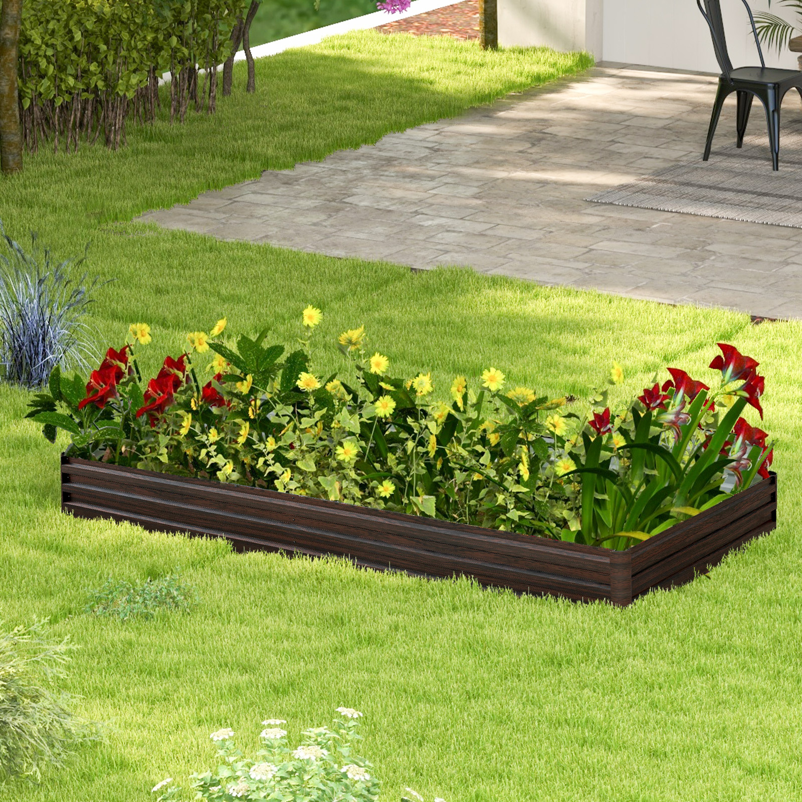 TEMU Metal Raised Garden Bed, X 1 Ft (l X W X H) Large Outdoor Metal Planter Box For Vegetable Fruit Flower, Heavy-duty Planter Raised Bed Kit With