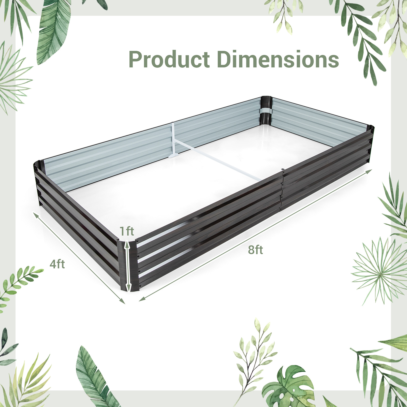   metal raised garden bed   x 1 ft l x w x h large outdoor metal planter box for vegetable fruit herb flower heavy duty planter raised bed kit with reinforced bracket open ended base