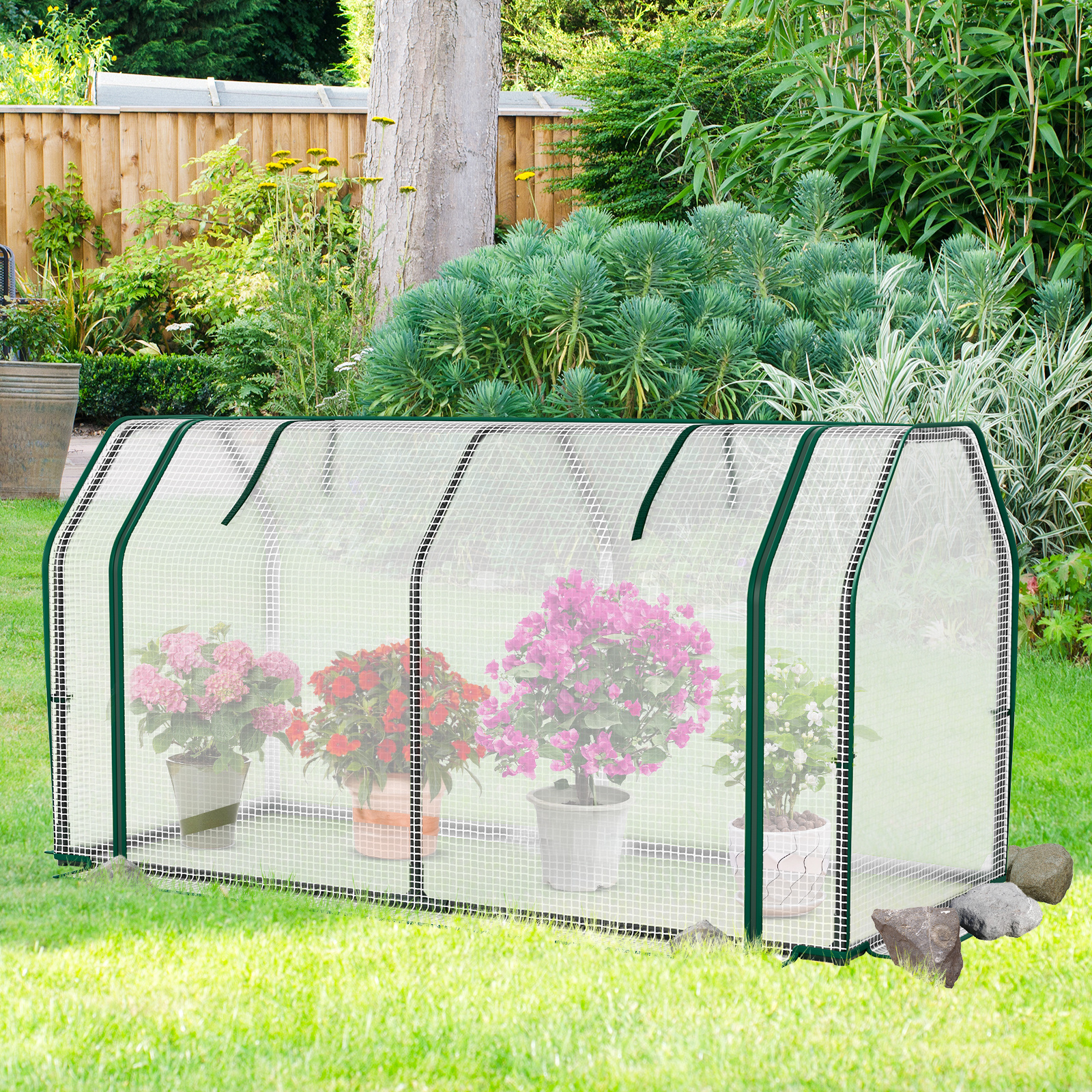 TEMU COSTWAY 47" x 21.5" x 24" Mini Serre Portable avec 2 Portes Zippées & Piquets de Sol