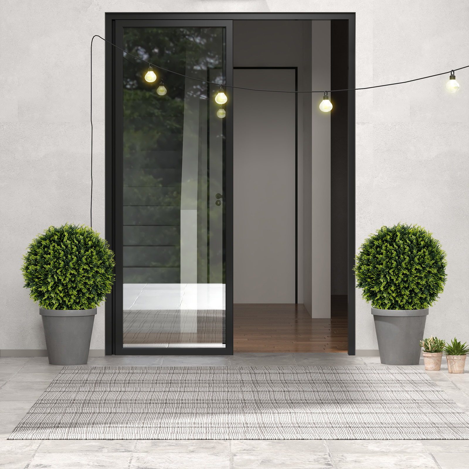 TEMU COSTWAY 2pièces 18" Plante Artificielle Cèdre Topiaire Boule, Sphères de Bois de Topiaire, Faux Boules Décoratives, Patio Jardin Porte d'Entrée