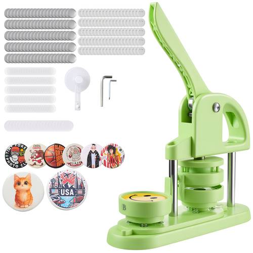 button maker machine 2 28 in plastic pin maker with 100pcs button parts circle cutter and hex wrenches reinforced ergonomic handle for diy badges personalized pins and key chains green