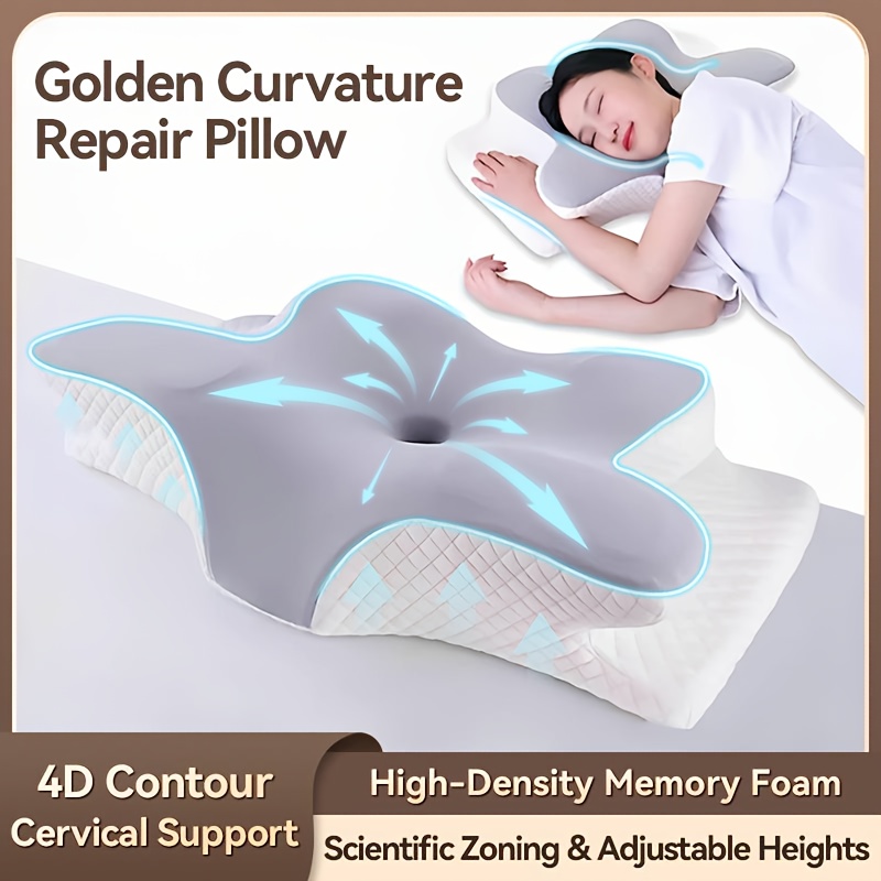 TEMU 1 oreiller en mousse à mémoire de de papillon, support cervical ergonomique, oreiller de relaxation pour le sommeil à , oreiller de cou pour