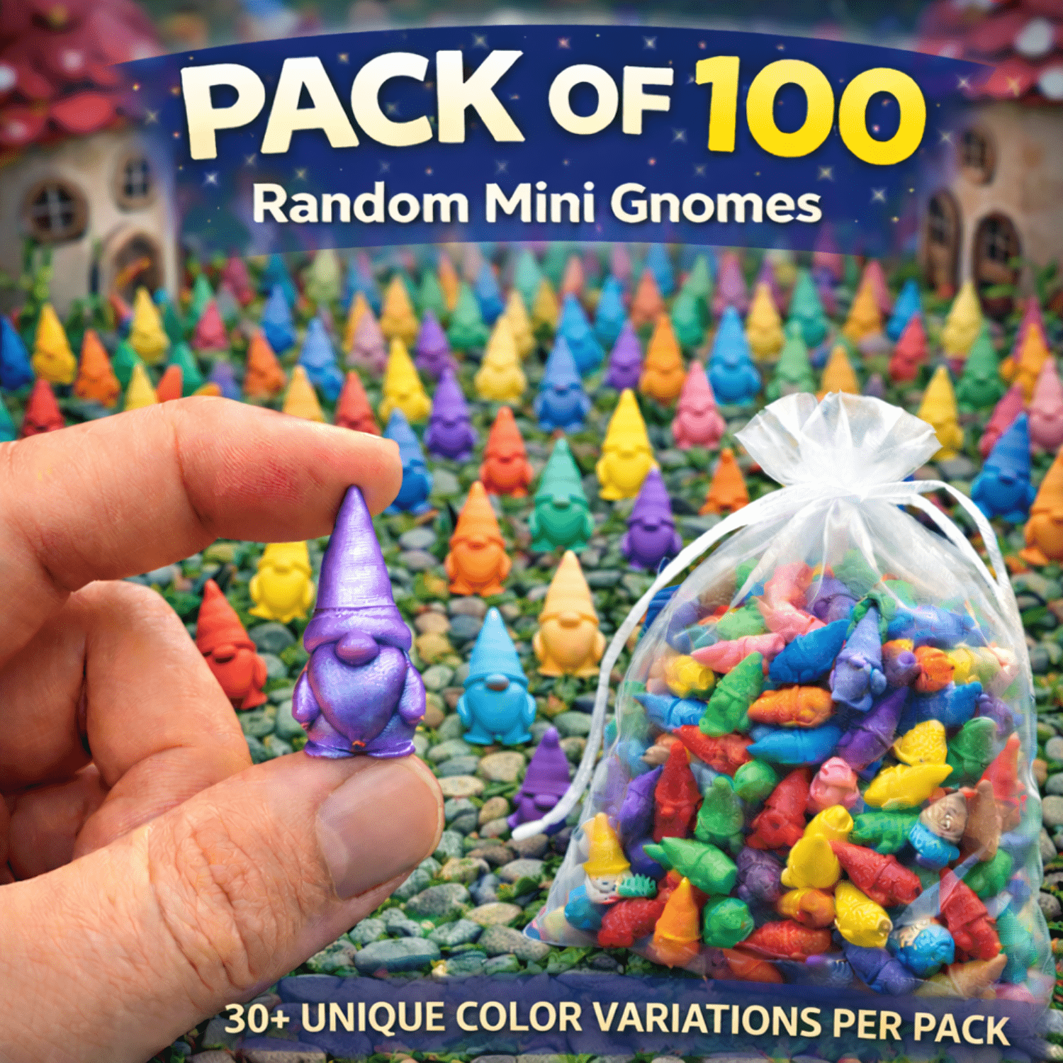 TEMU Lot de 100/10 mini figurines de gnomes, couleurs aléatoires, plus de 30 de couleurs, petits gnomes décoratifs pour l'artisanat, les présentoirs,