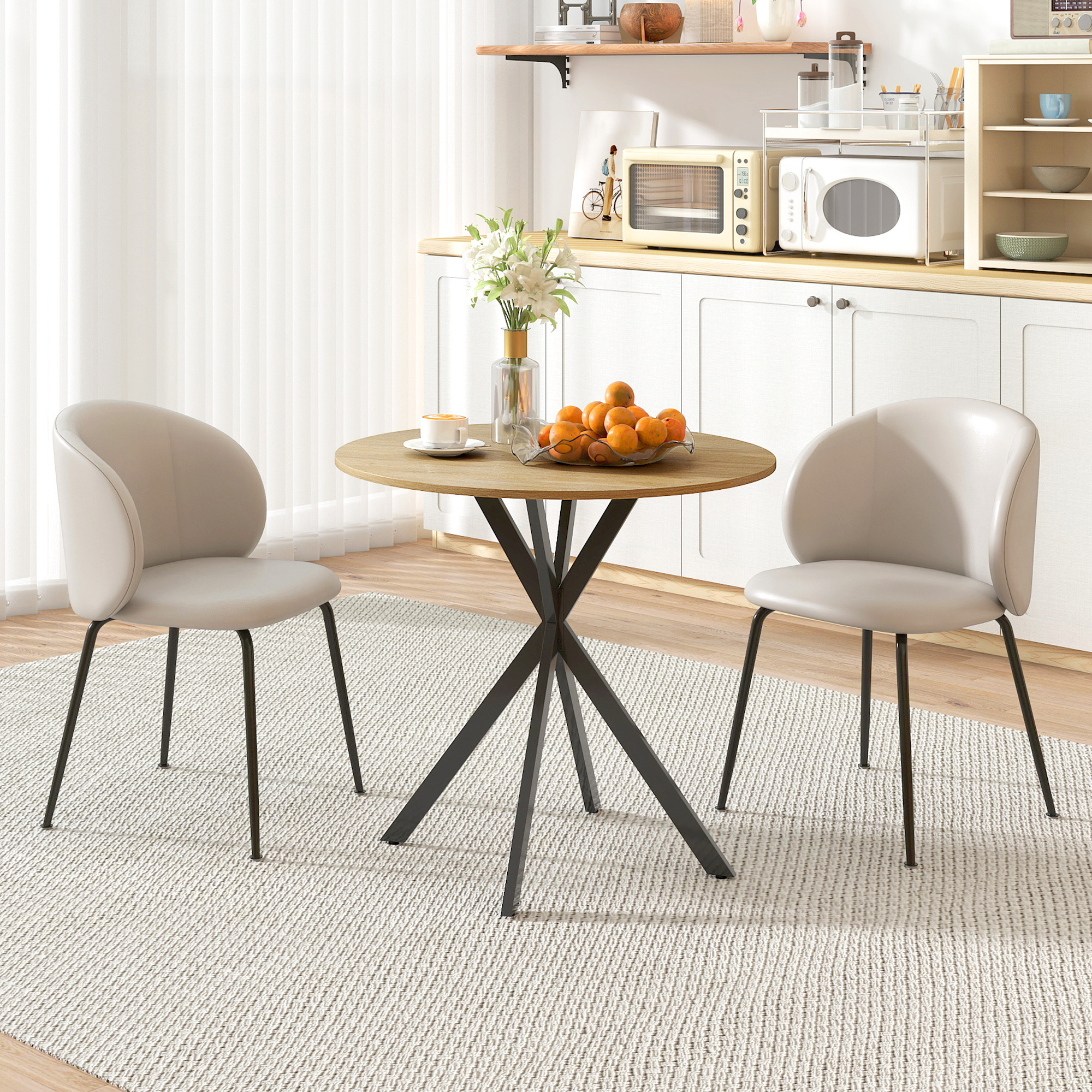 TEMU de Salle à Manger ", Table de Cuisine Industrielle avec Pieds en Acier Croisés pour Salle à Manger, Cuisine, Salon, Blanc