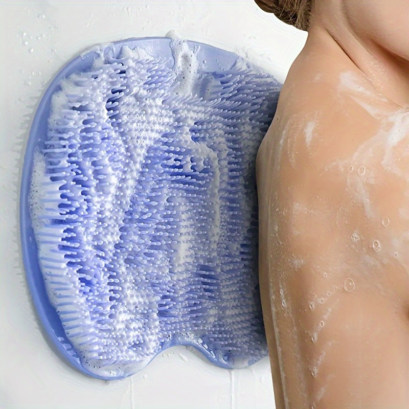 1pc wall mounted silicone shower scrubber non slip suction cup exfoliating mat for   back deep cleansing massage easy to clean bath tool