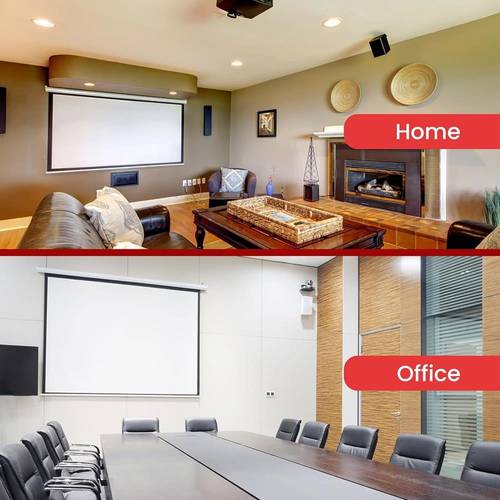 Manual Pull-Down Projector Screen , Universal 213 cm Roll-Down Retractable Manual Projection Screen with Auto-Locking, Adjustable Screen Height, Black Masking Border, 128 cm x 171 cm