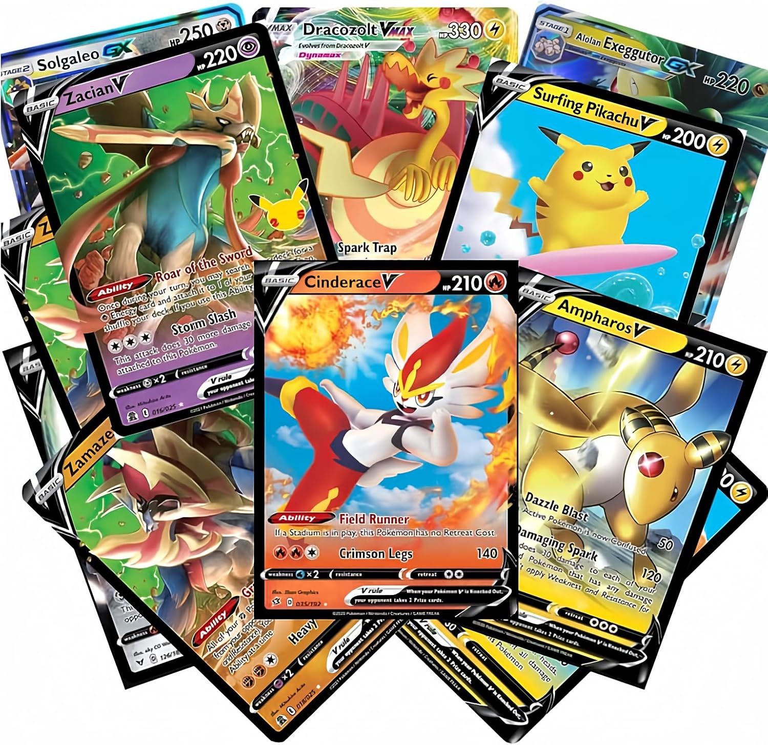 Pokémon Cards - 50 Card Assorted Lot with Guaranteed V, Vmax, Vstar, Gx, or Ex Pokémon