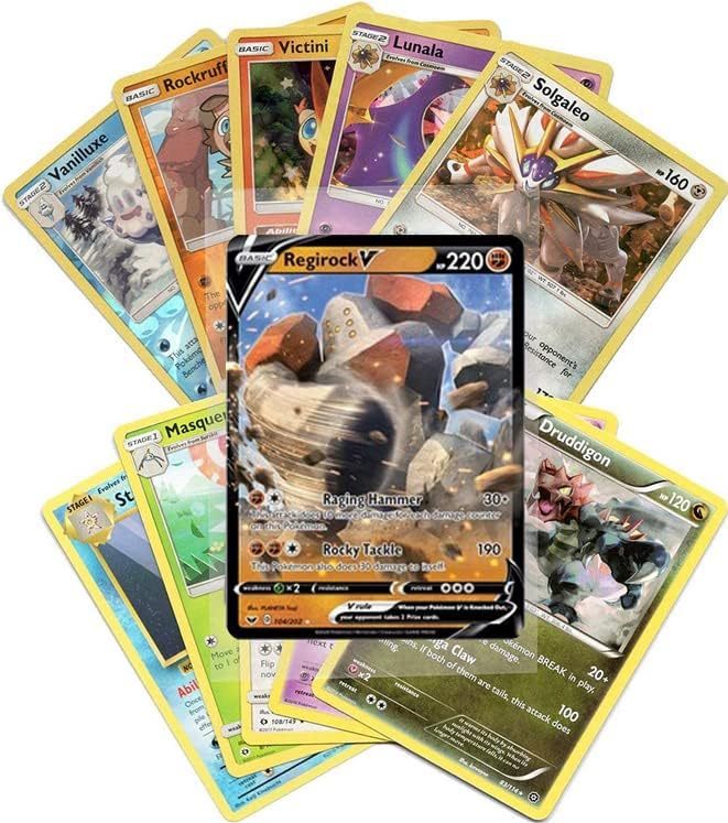 Pokémon Cards - 50 Card Assorted Lot with Guaranteed V, Vmax, Vstar, Gx, or Ex Pokémon