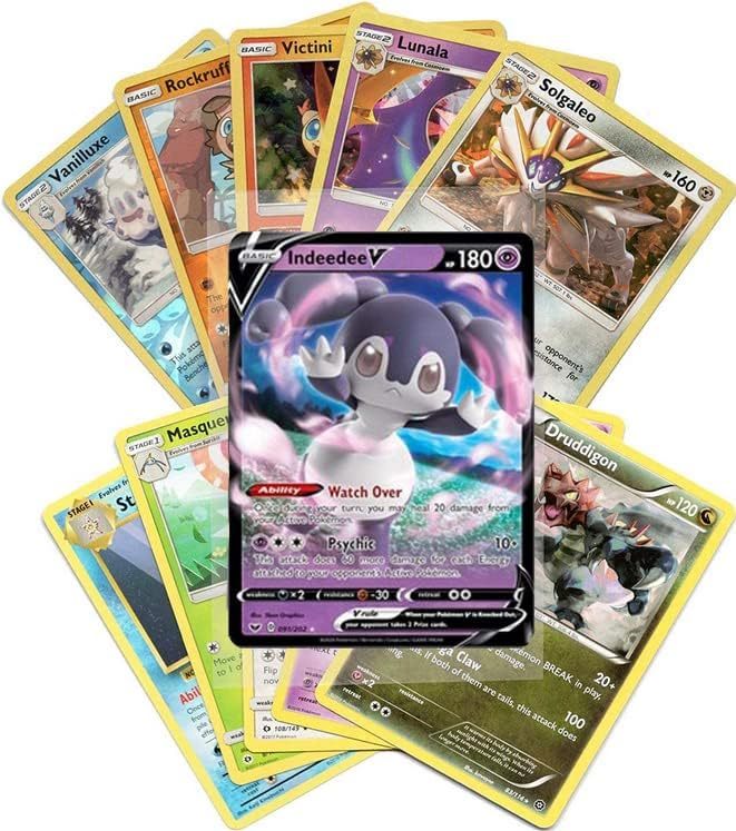 Pokémon Cards - 50 Card Assorted Lot with Guaranteed V, Vmax, Vstar, Gx, or Ex Pokémon