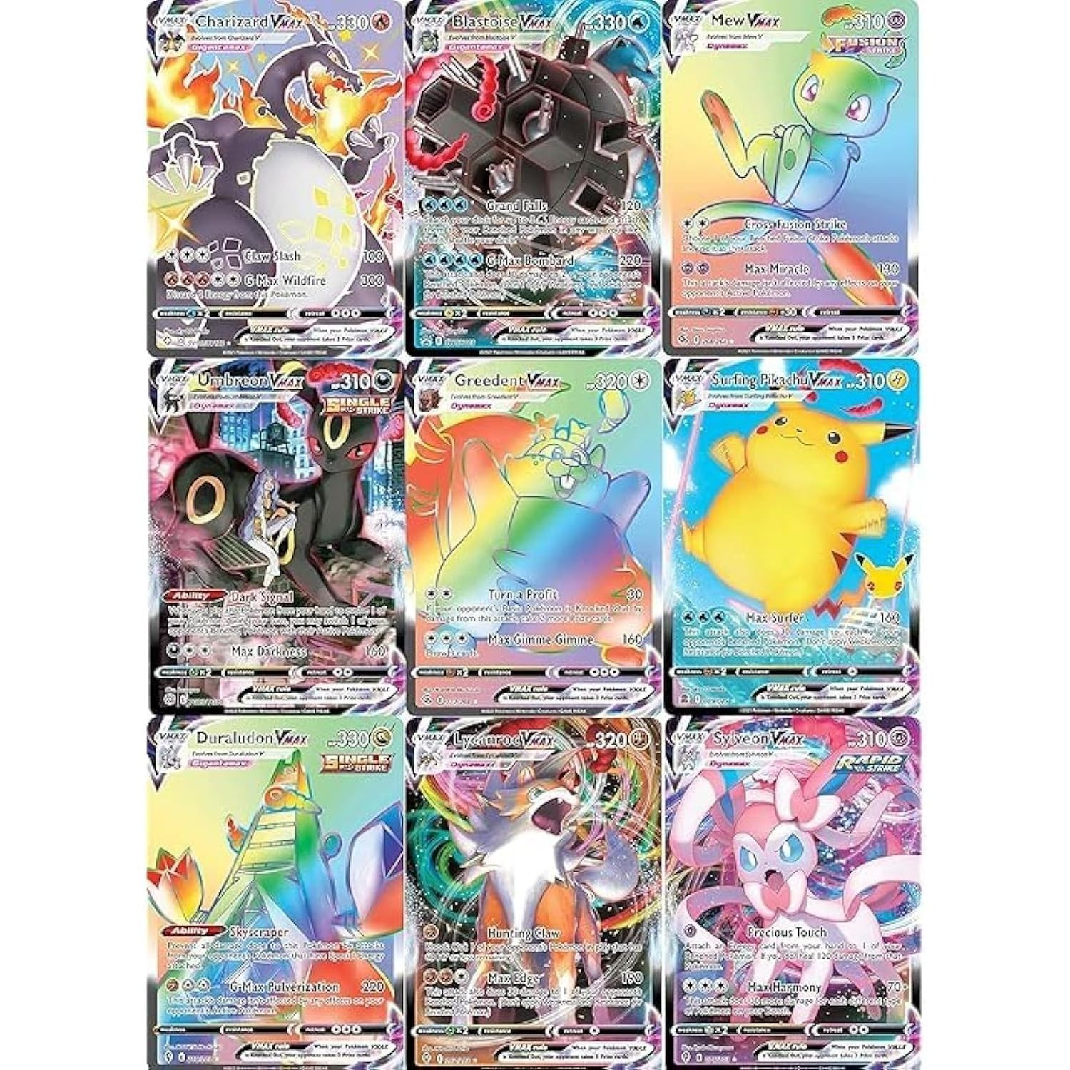 TEMU Lot de 3 cartes Pokémon - Toutes de 300 HP et plus -