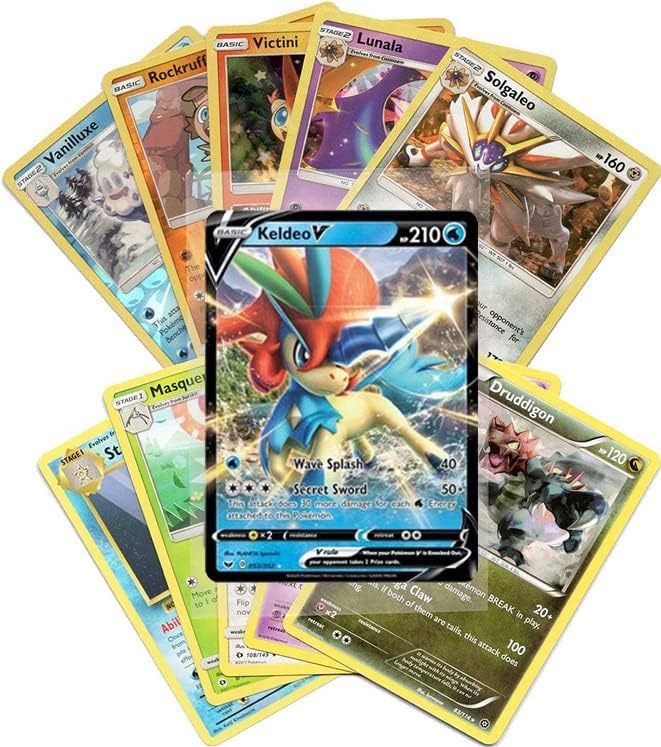 Pokémon Cards - 50 Card Assorted Lot with Guaranteed V, Vmax, Vstar, Gx, or Ex Pokémon
