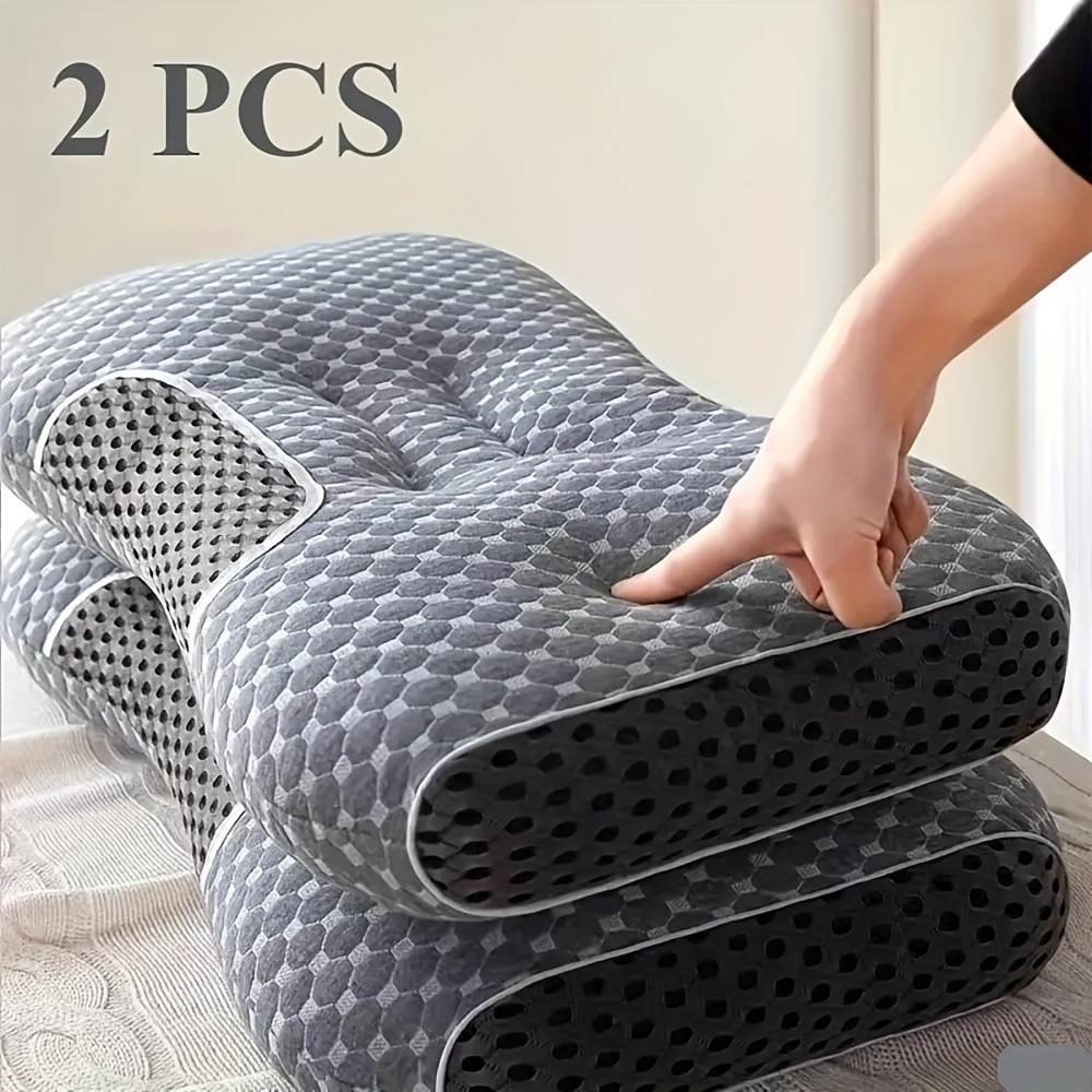 2pcs massage neck pillows adjustable ergonomic orthopedic contour support high quality pillow core with removable zippered   season   neck and shoulder massager modern   breathable fabric