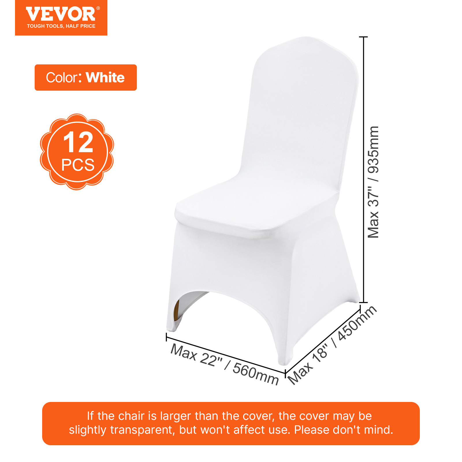 TEMU VEVOR Housse de Chaise Extensible en Spandex, Housse Universelle Ajustée, Protège-Chaise Lavable et Amovible, pour Mariage, Fête, Banquet, ,