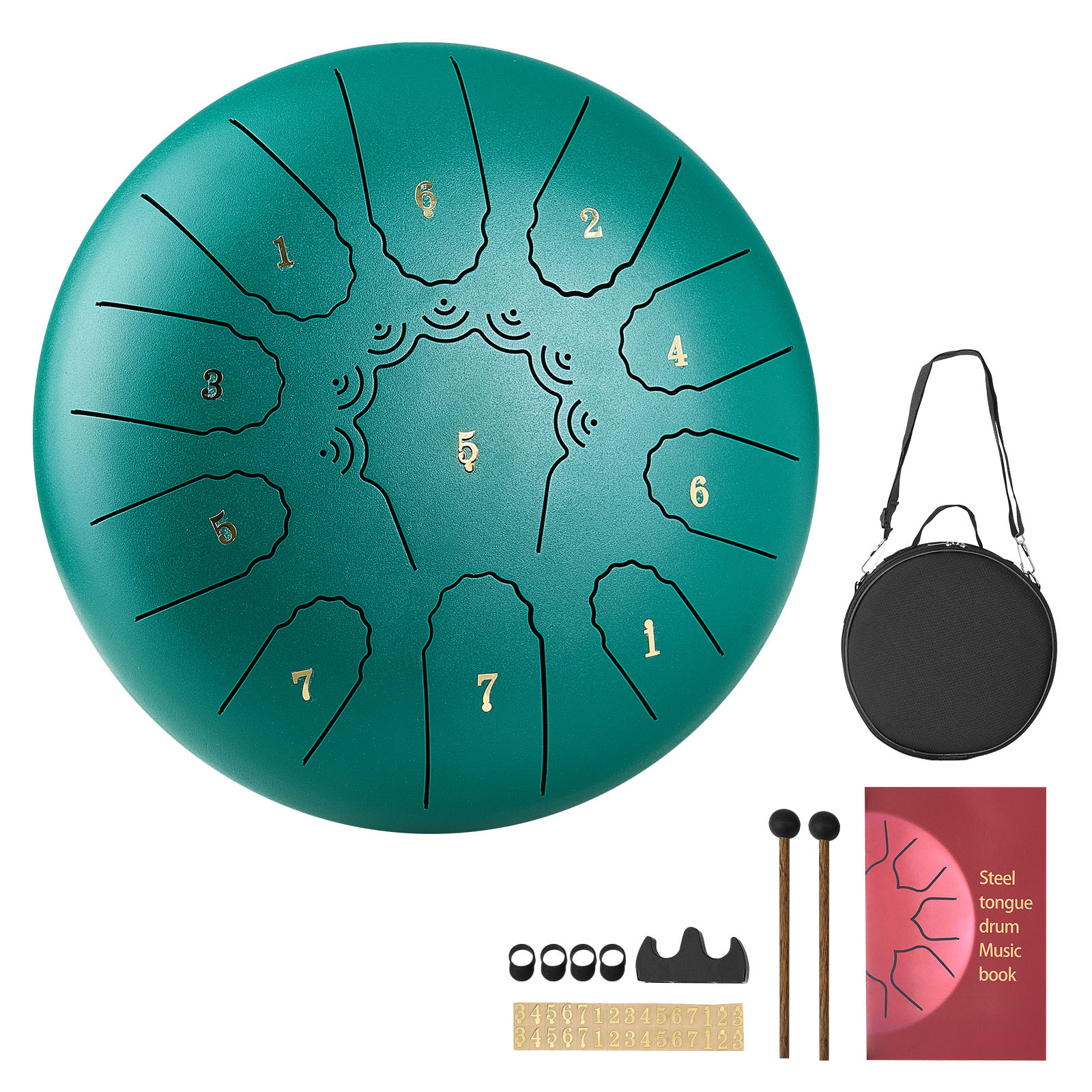 TEMU VEVOR Tambour à Langue, 10 en 11 Notes Tambour de Pluie pour Jardin Extérieur, Tambours Musicaux en Do avec Livre de Musique & , Instrument de