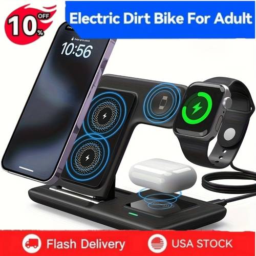 3 in 1 wireless charging station fast charger stand compatible for iphone17 16 15 14 13 12 series for iwatch 10 se for pro anti slip fast charging dock space saving all in one charging station ideal for bedroom essential tech accessory for device stable portable charging stand for multiple devices