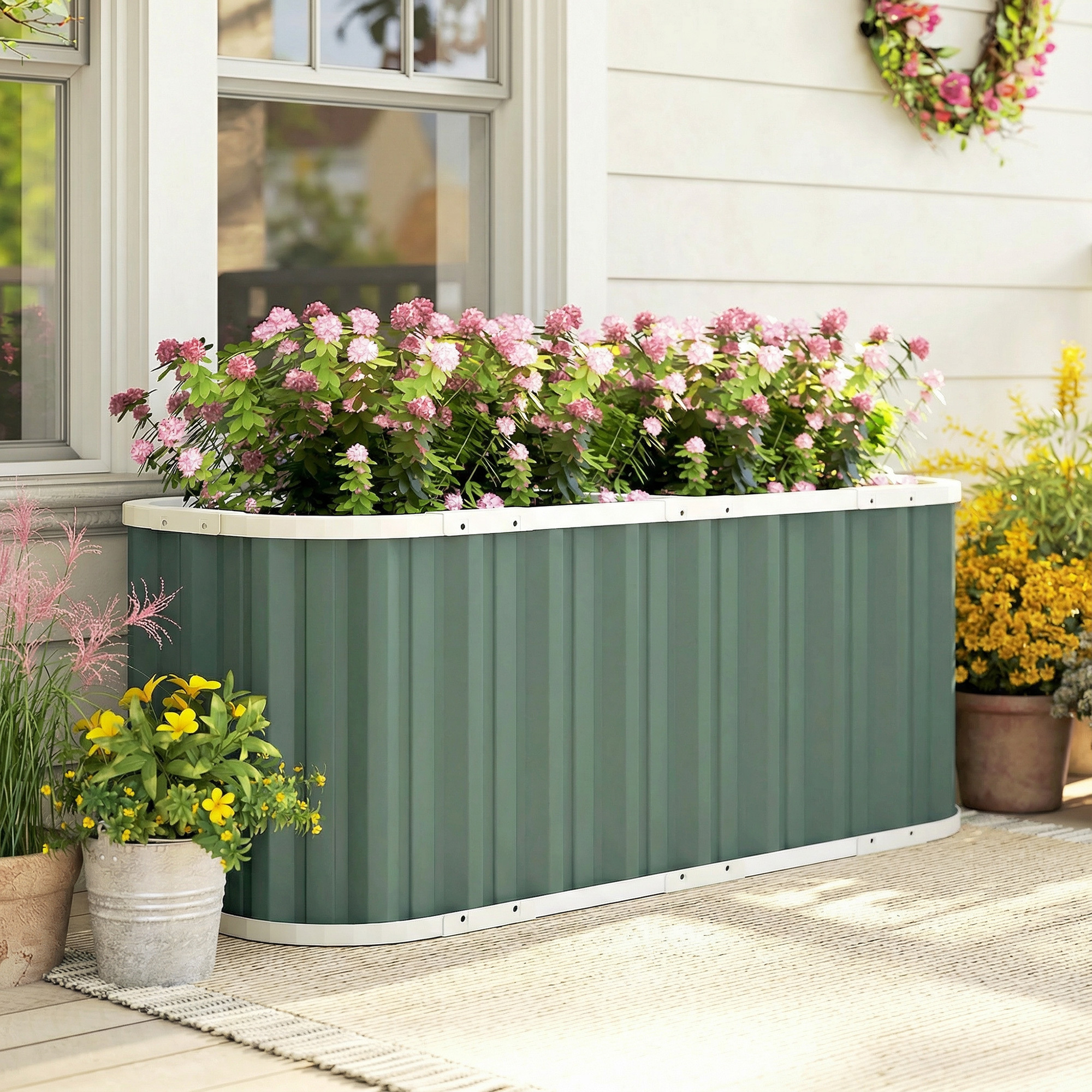 TEMU Jardin sur Galvanisé, 4.5' x 2' x 2' Profondeur, Jardinière à Profondes avec Gants et Étiquettes pour Plantes, Jardin sur Métallique d'Extérieur
