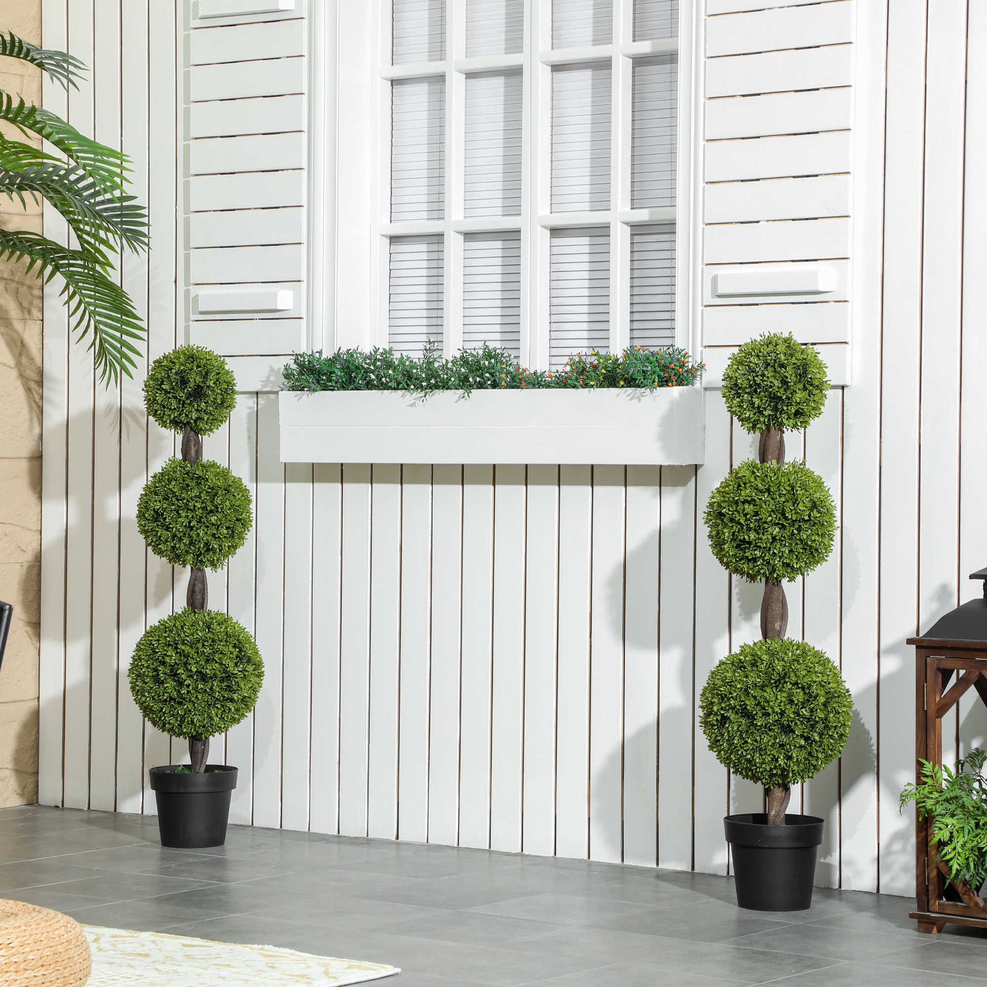 TEMU Ensemble de 2 arbres topiaires artificiels en buis, 45.3", arbre de boule en faux buis en pot, plante artificielle pour décoration intérieure et