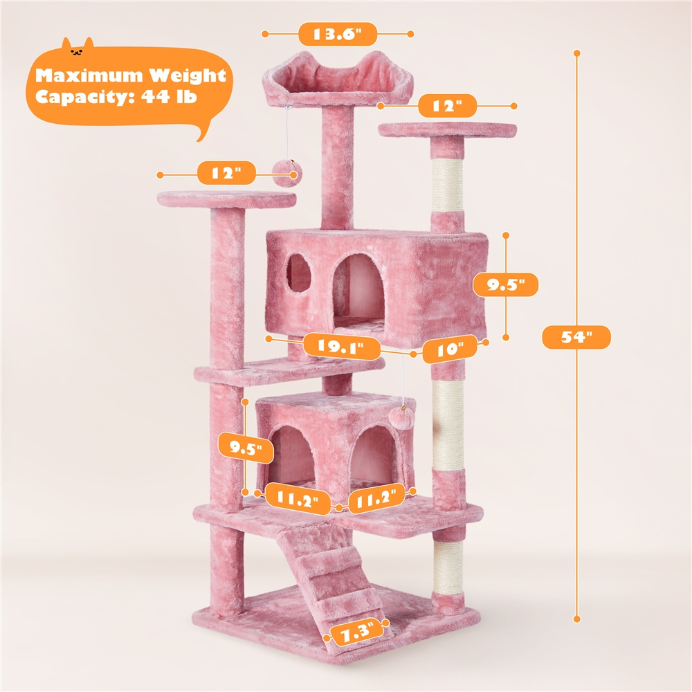   design cat tree, cat tree tower, large cat tree condo with 2 condos & 2 balls & 3 scratching posts, dark gray/black/light gray/beige/navy blue Product details 9