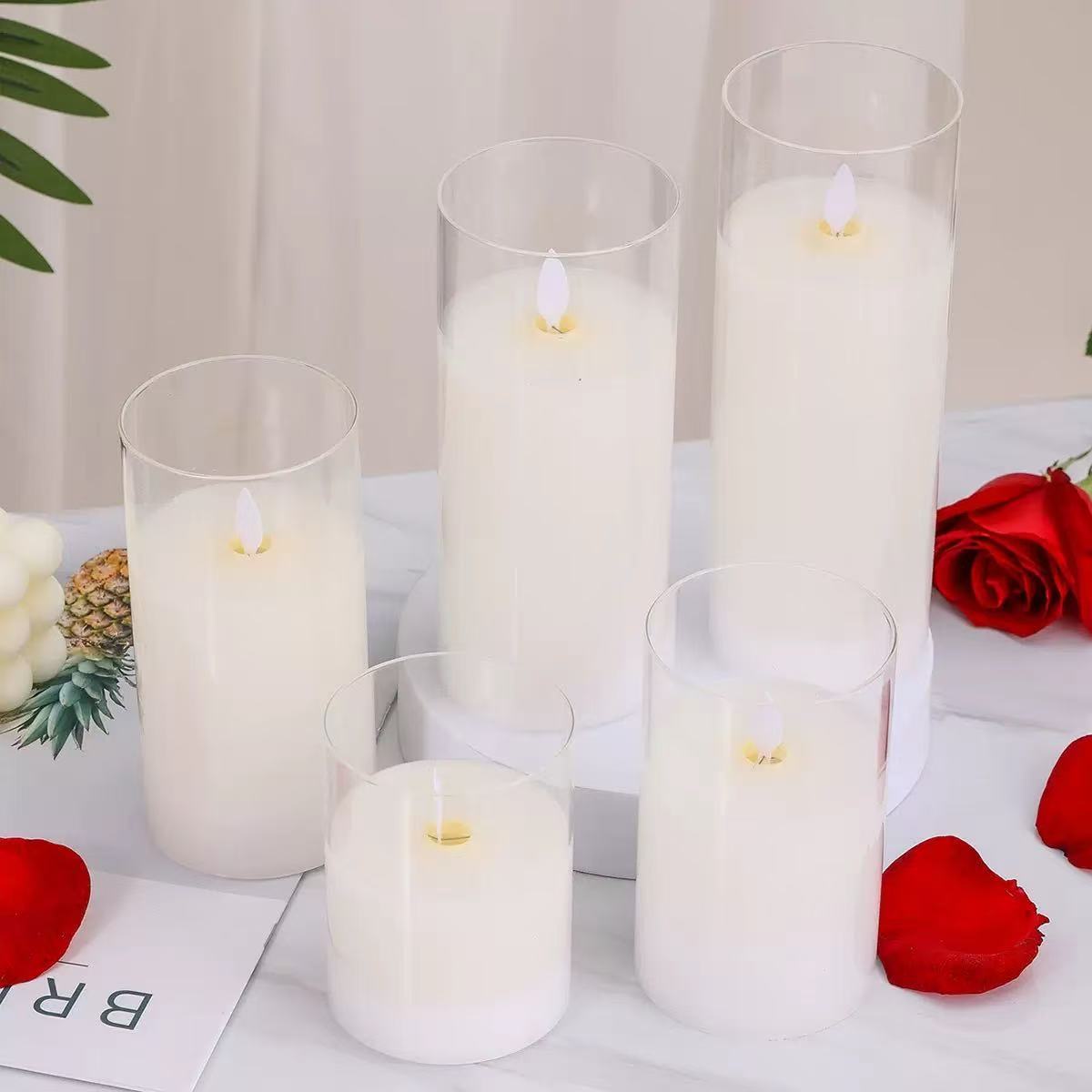 led candle 3pc realistic led pillar candle battery operated romantic decor for wedding birthday valentine party