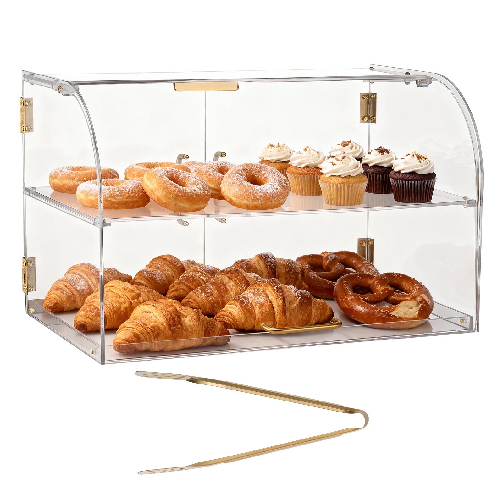 TEMU Vitrine de VEVOR, présentoir à pâtisserie commercial à 2 niveaux pour comptoir, boîte à pain en acrylique transparent pour cuisine, vitrine à