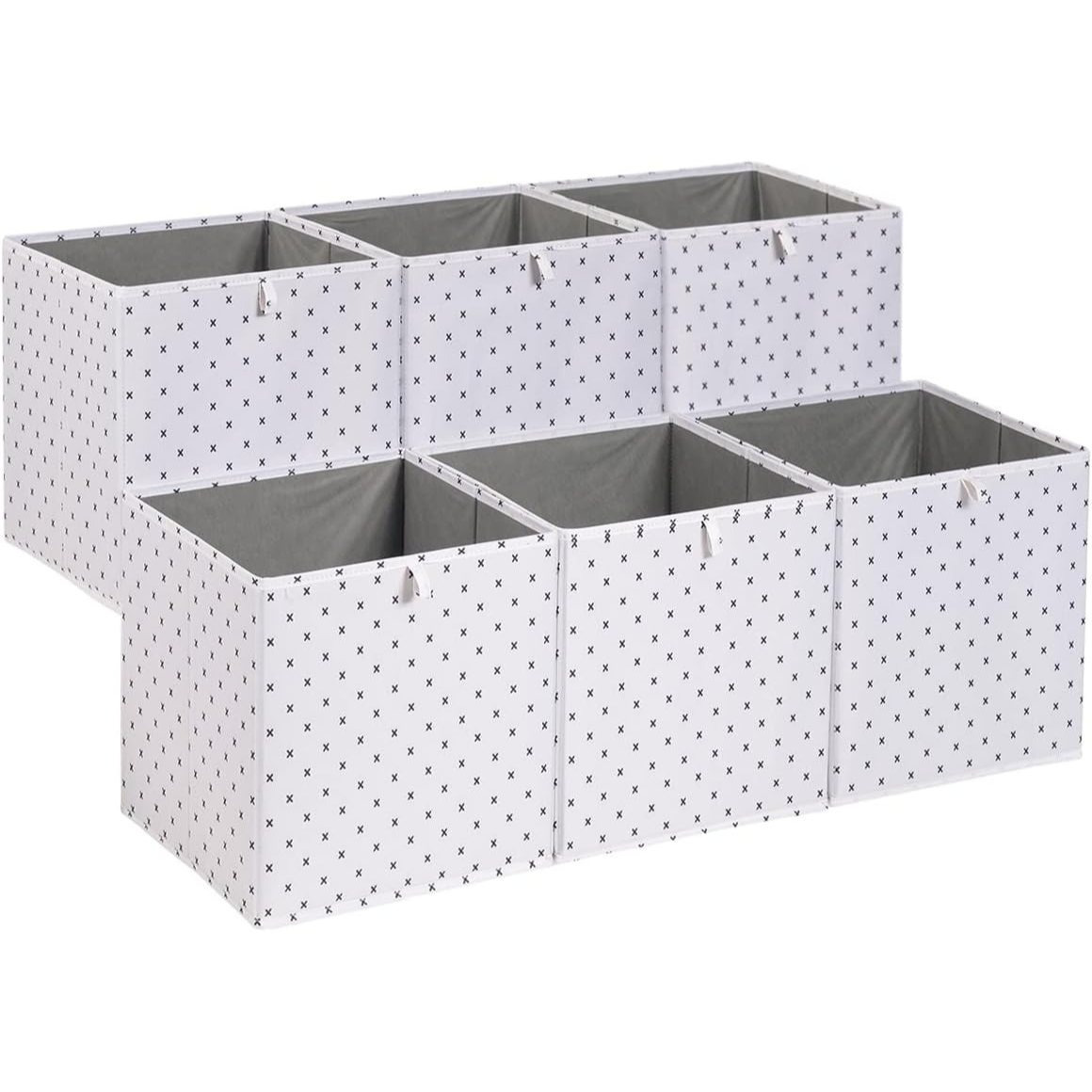 TEMU Lot de 6 cubes de rangement pliables en tissu, 13 x 15 x 13 pouces, de rangement pliables avec poignées, organisateur de placard et d'étagère,