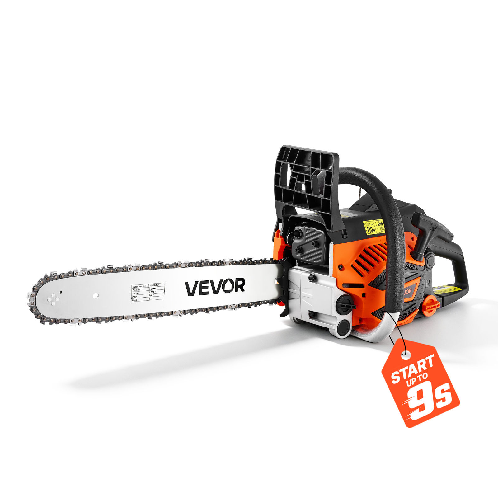 TEMU Vevor Gas Powered Chainsaw 16 Inch 40cc 1.75hp 2 Stroke Engine Gas Chainsaw, For Wood Cutting, Tree Trimming & Land Clearing, Throttle- Choke,