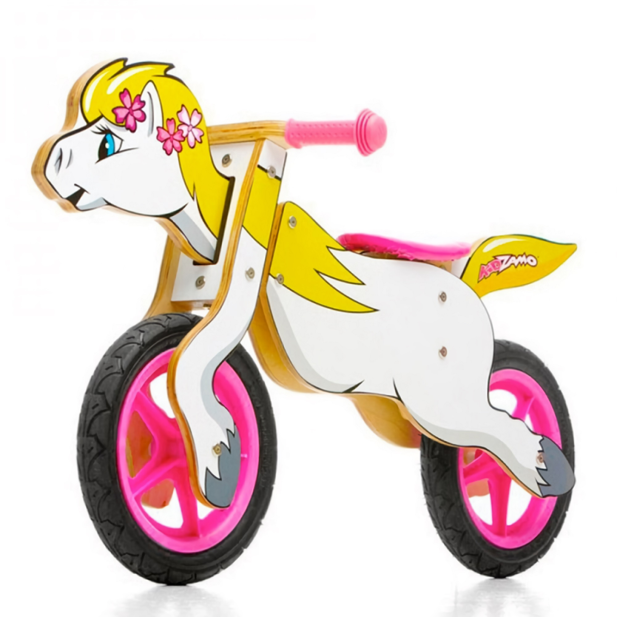 TEMU KIDZAMA Draisienne pour Enfants, Vélo d'Apprentissage Pédales Cheval de Dessin Animé avec Cadre en Bois Léger pour Enfants de 2 Ans